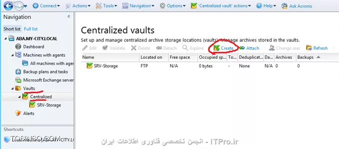 Backup Storage node چیست؟؟؟ یک سرور مرکزی می باشد که مدیریت Vaults ها که بر روی Resourceهای مختلفی پیاده سازی شده است را بر عهده میگیرد وبرای سازمانهای enterprise با داده های وسیع طراحی شده و قابلیتهای بیشتری نسبت به روشهای قبلی برای ما فراهم میکند.یکی از عملکردهای مهم Backup storage node قابلیت deduplication می باشد که اطلاعات مساوی یا یک نوع یا به اصطلاح دیگر یک جور را یک بار در این استورج ذخیره می کند که باعث بهیه سازی پهنای باند و فضای ذخیره سازی می شود.*Vaults Path های که برای Backup storage node استفاده می شود:*
||http://tosinso.com/files/get/7f4364d4-260a-4be1-9150-a4634a013034||

وقتی شما Backupی را بصورت Unmanaged ایجاد کنید تهیه ، نگهداری و  Cleanup دیسک بر عهده خود Agent می باشد که باعث مصرف بیهوده CPU و پهنای باند می شود ولی اگر این وظیفه را بر عهده Backup Storage Node واگذار کنید همه این Taskها در یک جای متمرکز توسط BSN انجام می شود. شما فرض کنید یک Backup Plane را بصورت Schedule بر روی یک Managed machine  ایجاد کرده اید بعد از مدتی پروسه Cleanup برای کاهش حجم هارد دیسک وارد عمل شود و اگر آن زمان آن Managed machine خاموش باشد چه اتفاقاتی در سازمان (بصورت وسیع این پروسه بر روی چندین سرور یا کلاینت تکرار شود) می افتد؟؟؟؟ 
بخاطر همین امر Acronis بدشدت توصیه می کند از BSN استفاده کنید.
استفاده از Managed vault (BSN) دو مزیت دارد:
•	Deduplication
•	Encryption
قابلیت اول را اول این فایل آموزشی بصورت مختصر توضیح دادم و ادامه به مکانیزم این روش بصورت مفصل می پردازیم. ولی قابلیت Encryption باعث رمزگذاری شدن اطلاعات ذخیره شده در Managed vault می شود تا افراد غیر مجاز به اطلاعات حساس سازمان دسترسی نداشته باشند.
! Getting Started with Backup Storage Node
--
پیشنیازهای استفاده از BSN:
•	Management Server
•	Management Console
•	Acronis Backup Advanced file setup
•	سیستم عاملهای وسخت افزارهای مناسب برای نصب این سرویس که در قسمت اول همین اموزش بصورت کامل ذکر گردید.
من برای اینکار یک Win server 2012 R2 نصب و آن را جوین به دومین کردم و و یک RAID-5 برای ذخیره کرده اطلاعات ایجاد کردم و قصد نصب این سرویس را دارم:
برای اینکار فایل Setup برنامه را اجرا می کنم مراحل مربوطه را Next و به صفحه زیر می رسیم که گذینه :
||http://tosinso.com/files/get/f5ac6392-badc-4d67-902e-19de9067f57b||
را انتخاب و Next
||http://tosinso.com/files/get/83a72d8f-9aab-41e7-a872-2c6a37a773ef||
اجزای بالا بصورت پیش فرض انتخاب می شوند. اگر قصد Backup گرفتن از اطلاعات سرور بالا را دارید Agent for Windows  را هم تیک بزنید.
||http://tosinso.com/files/get/aa163233-c311-4812-b1e0-fa716175c397||
یک Account برای اجرای سرویسهای Agent for Windows and Backup Storage node ایجاد یا انتخاب کنید.
نکته: این Account باید عضو دو گروه  Backup Operators and Administrators باشد.
||http://tosinso.com/files/get/6700cc90-6ab7-44bf-bc2c-70953c8dab30||
از شما می خواد که BSN را عضو Management Server کنید. برای اینکار User and pass ی که مجوز اینکار را بر روی Management Server را دارد وارد کنید.
||http://tosinso.com/files/get/31515b92-d69e-470a-9866-8539b2a1847c||
کادر بالا را هم قبلا توضیح دادم. قسمت اول همین اموزش را بخوانید.
در آخر هم Install و Finish
در آخر باید یک Vault به روش Managed در Management Server ایجاد کنید و BSN را معرفی کنید. برای اینکار به ABA وصل و به قسمت Vaults بروید و یک Vault بصورت Centralized ایجاد کنید
||http://tosinso.com/files/get/55ca68a0-7256-4c50-a698-d38ec88d2c46||
گذینه Createرا کلیک کنید
||http://tosinso.com/files/get/e05ecd12-c89c-4b66-9ec8-87da886487c6||
# یک اسم برای این استورج بنویسید.
# توضیحات.
# نوع آن.که باید Managed باشد.
# سرور BSN را انتخاب میکنید.
# فعال و غیرفعال کردن قابلیت Deduplication
# فعال کردن قابلیت Encryption. در ضورت فعال یک string value به آن دهید. که طبق این کد داده ها را رمزگذاری کند.
# مسیر ذخیره سازی اطلاعات.که طبق سناریو بر روی Local Disksهای BSN که بصورت RAID-5 ایجاد شده.
# مسیر دیتابیس Catalog. این دیتابیس شامل اطلاعات catalog index می باشد.
# این قابلیت را بعدا توضیح می دهم.
# Userهای که مجوز مدیریتی بر روی این استورج داشته باشند را انتخاب میکنیم. و همچنین Userهای که بتوانند داده های خود را مدیریت کنند. 
در آخر OK کنید.
||http://tosinso.com/files/get/fffb714b-1c9c-4048-9fdc-ee45b5e1a8ae||
شما همچنین می توانید این سرور را از طریق Storage Node مدیریت کنید:
||http://tosinso.com/files/get/45e6f622-22c0-47fe-8cc5-0ebbd5e6234f||
! Deduplication
--
این قابلیت باعث عدم ذخیره فایلهای تکرای بر روی BSN می شود. این فناوری باعث صرفه جوی در فضای هارد دیسک بوسیله حذف فایلهای تکراری و بهیه سازی پهنای باند می شود، در هنگام Backup گیری اگر Agent متوجه شود که این فایل قبلا در BSN ذخیره شده است از بک آپ گیری آن فایل صرفه نظر می کند.
شما می توانید این قابلیت را بر روی Vaultهای Managed پیاده سازی کنید.  به Vaultی که Deduplication  می باشد deduplicating vault گفته می شود
اساس کار Deduplication  بصورت Block می باشد (یعنی فایلهای را بصورت بسته های به نام Block تقسیم بندی می کند) اگر شما backupی از نوع Disk-Level داشته باشید اطلاعات شما به blockهای 4 KB دسته بندی می شود و برای File-Level از 1 B تا 256 KB دسته بندی می کند. اگر فایلی بزرگتری از 256 KB باشد فایل را به قسمت های 256 KB تقسیم می کند.
Acronis به دو صورت deduplication را انجام می دهد:
<ltr>
•	Deduplication at source
•	Deduplication at target
<ltr>

  Deduplication at source: این نوع بر روی Managed Machine انجام می شود. Agent با استفاده از BSN تعیین می کند چه اطلاعاتی را می تواند Deduplication کند تا مانع انتقال این اطلاعات شود.
Deduplication at target: این نوع بعد از Backup گیری کامل از ریسورس انجام می شود. BSN داده های بک آپ گرفته شده را آنلالیز می کند و داده های که Deduplication می شوند آنها را Deduplication میکند.
نکته: شما هنگام ایجاد Backup Plan Task می توانید تعیین کنید چه داده های را Deduplication کند.
! Deduplication database
--
Backup Storage Node این دیتابیس را ایجاد، تنظیم و نگهداری می کند. و همچنین دارای مقدار هش شده داده های Block شده ذخیره شده در این Vault می باشد به جزء اطلاعاتی که Deduplication نشده اند یا رمزگذاری شده اند.
Deduplication database در BSN ذخیره می شود.. و هنگام فعال کردن این قابلیت می توانید مسیر آن را مشخص کنید.

! How Deduplication works
--
# *Deduplication at source:* وقتی قراره داده های Backup گرفته شده به سوی یک Deduplication Database فرستاده بشه Agent اثر انگشت (hash value) داده های block را محاسبه می کند، بعد از محاسبه Agent یک Query سمت BSN ارسال میکند که آیا این مقدار Block قبلا در این Vault ذخیره شده یا نه؟؟؟ اگر قبلا ذخیره شده باشد Agent فقط مقدار hash شده را ارسال می کند و گرنه همان Block را ارسال می کند و BSN این داده را در یک temporary file ذخیره می کند. 
# *Deduplication at target:* وقتی مرحله Deduplication at source و Backup Plan به اتمام رسید BSN پروسه indexing activity را اجرا می کند. این پروسه اطلاعات را بصورت زیر Deduplication می کند:
•	برای محتویات temporary file مقدار هش را ایجاد می کند.
•	BSN مقدار هش و لینک بازسازی این Data Blockها را ایجاد و آنها را در فایلی به نام deduplication data store ذخیره می کند.
•	محتویات temporary file را حذف می کند.
در نتیجه بعد از Deduplication  فقط مقدار هش شده blockها ذخیره می شود و از ذخیره کرده Block ها تکراری جلوگیری می کند. هر مقدار هش وblockهای منحصر بفرد دارای چندین لینک Reference مربوطه به چندین Backup Plan Task می باشد که جهت بازسازی انها بکار می رود.
||Deduplication ::http://tosinso.com/files/get/2d65cc70-e055-4690-97c2-bf0316a76b4f||
در مواقعی که اطلاعات منحصر بفردی زیادی برای Backup گیری وجود داشت وBSN رم کافی نداشته باشد پروسه بک آپ fail می شود. 
نکته: حداقل RAMی که برای BSN توصیه شده 8 گیگ می باشد.
نکته: گاهی وقتا شما Backup Setهای را دستی یا در حین اجرای پروسه Cleanup پاک می شوند و blockهای باقی می مانند که به هیچ Backup setی تعلق نداشته باشد. این Blockها توسط  compacting task پاک می شوند. compacting task هر یکشنبه شب ساعت 3 اجرا می شود که شما می توانید این زمان بندی را بدلخوا تنظیم کنید.
||http://tosinso.com/files/get/1c91fb82-8469-4473-9e81-028f9c5750c1||
! Deduplication Limitation 
--
•	اگر Backupی بوسیله پسورد محافظت شده باشد. نمی توان آن را Deduplication کرد.
•	اگر cluster size or block size یک Volume بخش پذیری از 4 KB نباشد.
•	فایلهای رمز گذاری شده را نمی توان Deduplication کرد.
! Create Deduplication Database
--
برای ایجاد این دیتابیس در Managed vault کافیه گذینه زیر را فعال کنید و مسیر  Deduplication Database را مشخص کنید.
||http://tosinso.com/files/get/5dec2066-a3de-4ab7-bacc-840408ba01bd||
||http://tosinso.com/files/get/433f948c-2721-4f8b-97b4-64d530cc1fb6||
در آخر هم باید تذکر بدم که شما نمی توانید قابلیت Deduplication را بر روی سیستم عاملهای 32 bit پیاده سازی کنید. به هیچ وجه توصیه شده نسیت.
شما همچنین میتوانید قابلیت Deduplication را بر روی یکی از Volumeهای Windows Server 2012R2 پیاده سازی کنید.
<ltr>
Windows Server 2012 R2 Deduplication
<ltr>
<c#>
http://www.windowsnetworking.com/articles-tutorials/windows-server-2012/windows-server-2012-r2-deduplication.html
<c#>
در آموزش بعدی Acronis Secure Zone را آموزش میدهم.

موفق و پیروز باشید. 

نویسنده: احمد جهلولی 
منبع: |جزیره راهکارهای ذخیره سازی اطلاعات وب سایت توسینسو ::https://tosinso.com/virtualization|
نشر و کپی برداری، صرفاً با ذکر نام نویسنده و منبع مجاز می باشد. 