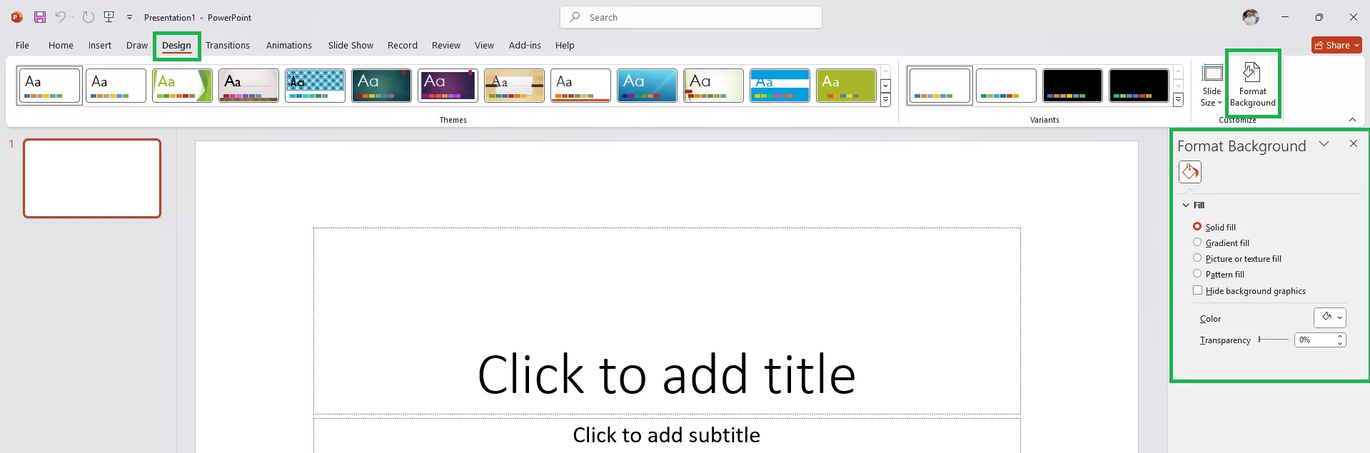 تغییر بک گراند در پاورپوینت