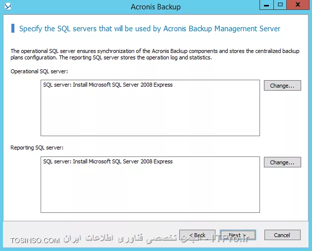 در ادامه بحث Backup گیری در خدمت شما دوستان عزیز هستیم.در این اینجا قصد دارم مباحث و عملکرد Acronis Backup Advanced را در شبکه های امروزی را بصورت چند آموزش از نصب آن تا دیگر ویژگی های آن را آموزش دهم.کلا  علاوه بر Acronis true image دو نسخه دیگر مخصوص همین کمپانی برای بک اپ گیری وجود دارد:
<ltr>
* Acronis backup
* Acronis backup advanced
<ltr>
گذینه اول برای استفاده بر روی یک Node ایجاد شده و تمام نیازهای که برای بک اپ گیری به آن نیاز داریم را براورده می کند. ولی گذینه دوم بصورت Server/Client می باشد بدینصورت که شما کنسول مدیریتی آن را نصب می کنید و Components های آن را از یک نقطه مرکزی بر روی سرور و کلاینتها Deploy می کند.ویژگی های این دو نسخه را در جداول زیر ببنید
||http://tosinso.com/files/get/f1c867f0-21f7-411e-a02e-84a6e62be172||
||http://tosinso.com/files/get/a304cbb7-6a96-4f17-bfaa-626c15243b28||

!اجزای Acronis backup advanced :
--
 Agent for windows:
مثل هر برنامه ی دیگر مانند Backup Exec این برنامه برای Backup گیری کلاینتها و سرورها باید Agent مخصوص آن بر روی آن Node نصب شود. وقتی Agent را بر روی آن Node نصب کنید می توانید کارهای زیر را انجام دهید:
<ltr>
•	Disk Backup
•	File Backup
•	Conversion to a virtual machine
•	Disk Management
<ltr>
Agent for Linux :
مانند مورد قبلی می باشد. وقتی Agent را بر روی آن Node نصب کنید می توانید کارهای زیر را انجام دهید:
<ltr>
•	Disk Backup
•	File Backup
•	Conversion to a virtual machine
<ltr>
Agent for VMware:
Acronis backup advanced را قادر می سازد بدون نصب Agent بر روی  Guest از VM بک اپ تهیه کنید و آن را ریکاور کنید. این روش به agent-less backup or backup at a hypervisor level معروفه.

Agent for Hyper-V :
دقیقا مانند مورد قبلی می باشد.

Agent for Exchange:
بوسیله Agent فوق می توانید از Database and Mailbox اکسچنج بک آپ تهیه کنید و در مواقع اضطراری آنها را ریکاور کنید.این Agent از VSS خود ویندوز برای پروسه Backupگیری استفاده می کند.خیلی خیلی تاکید می کنم به مبحث VSS ویندوز و روش کار آن تسلط پیدا کنید. این امر برای هر Administrator الازمی و مهم می باشد. برای اطلاع بیشتر لینک زیر را مطالعه کنید:
<c#>
https://technet.microsoft.com/en-us/library/ee923636(v=ws.10).aspx
<c#>

Agent for SQL:
با نصب Agent بالا می توانید از دیتابیس SQL به دوصورت Backup تهیه کنید:
<ltr>
•	single-pass dis
•	application backups
<ltr>
این Agent نیز مانند Agent for Exchange از Microsoft VSS استفاده می کند. در نتیجه Logهای SQL بعد از اتمام Backup پاک می کند. (این قابلیت قابل تنظیمه)

Agent for Active Directory:
مانند دو Agent قبلی می باشد که باز هم از Microsoft VSS استفاده می کند.

Management Server:
یک سرور مرکزی می باشد که می تواند تمام عملیات Backupگیری و Recovery را از یک نقطه هندل کند.

Storage Node:
هدف ایجاد این رل ایجاد یک نقطه مرکزی برای ذخیره سازی Backupهای گرفته شده توسط Acronis backup advanced می باشد. استفاده از این قابلیت باعث انعطاف پذیری و پایداری در ذخیره سازی Backupها می شود و یکی از مهمترین عملکرد این قابلیت استفاده از deduplication of backups می باشد.این قابلیت می تواند از طریق Management Server مدیریت شود.

Components for Remote Installation:
Packageهای وجود دارد که باید بر روی Remote Machine نصب شود. این Package ها می توانند از طرق کنسول اکرونیس بصورت Local یا بوسیله Management Server بر روی Client/Server  نصب شود.

PXE Server:
شما بوسیله این قابلیت می توانید Client/Server را از طریق شبکه با Acronis Bootable Media بوت کنید و Take مورد نظر خود را انجام دهید.
 Acronis Wake-on-LAN Proxy:
شما با این قابلیت می توانید از Client/Serverهای که در Subnetهای دیگر (شبکه های دیگر) وجود دارند Backup تهیه کنید و در موارد اضطراری آنها را Recover کنید.

Management Console :
شما بوسیله این ابزار می توانید به Management Server یا هر Client/Serverی که Agent روی آن نصب شده دسترسی داشته باشید. برای این کامپوننت دو توزیع وجود دارد یکی برای پلتفرم Windowsی و یکی برای پلتفرمهای Linuxی.
توزیع لینوکس دو عیب عمده دارد:
<ltr>
•	Remote installation of Acronis Backup components is not available.
•	The Active Directory-related features, such as browsing the AD, are not available.
<ltr>
کمپانی اکرونیس توصیه می کند از توزیع Windows استفاده شود.

Bootable Media Builder :
همانطور که قبلا در آموزشهای Acronis true image اشاره کردم شما بوسیله این قابلیت می توانید یک Media ایجاد کنید و Client/Server را با این مدیا boot کنید.

License Server :
شما بوسیله این سرویس می توانید کلیدهای فعال سازی را بر عهده یک سرور بگذارید و این سرور می تواند فعال سازی این محصول را به نحوه احسنت انجام دهد. در بخش بعدی توضیح میدم که اگر این سرور در شبکه نباشد همه Agentهای که بر روی Client/Server نصب می شود از کار می افتد.شما می توانید این سرور را با خود Management Server نصب کنید یا بر روی یک Member Server.

Management Web-base:
شما با فعال کردن این قابلیت در حین نصب Acronis backup advanced کاربران را قادر می سازید که بوسیله یک web browser به Acronis backup advanced وصل شوند و کامپوننت لازم را بر روی client/server خود نصب کنند.
اینم از اجزای Acronis backup advanced

! Licensing
--
در این قسمت لازم می بینم درباره Licenseهای این محصول توضیحاتی بدم (گرچه در ایران این بحث مهمی نیست و خیلی از ما این بحث را نادیده میگیریم، ولی کار نادرست و غلطی می باشد. پروسه Backupگیری پروسه مهم و حیاتی می باشد شما حسابشو بکنید اگر بحث License را نادیده بگیریم می تواند در این پروسه اختلاتی  بوجود آورد و کل ارزش واطلاعات آن سازمان  از بین می رود)
بصورت خلاصه: وقتی شما یک agent را بر روی client/server نصب می کنید در مراحل نصب از شما Active key درخواست می کند که می توانید این پروسه را دستی یا بوسیله License Server بصورت اتومات  انجام دهید.
*در شرایط زیر شما مجبور نیستید در حین نصب Agent بر روی client/server لایسنی وارد کنید:*
•	استفاده از محصول بصورت آزمایشی. Try mode
•	وقتی نرم افزار را فقط برای Cloud Backup نصب کنید. این روش نیازی به لایسنس ندارید بلکه باید یک اشتراک یا یک Account در Acronis بسازید و فایلهای Backup را در سرورهای Acronis ذخیره کنید.
•	وقتی Agent for VMware را بر روی ESXI نصب می کنید لازم نیست لایسنی وارد کنید. وقتی برای اولین بار قصد دارید که از Guest یک Backup تهیه کنید باید لایسنس وارد کنید.
نکته : وقتی Agentی را بر روی Client/Server نصب می کنید با استارت شدن سرویس Agent به License Server وصل می شود و بعد از آن هر 5 روز یکبار به License Server وصل می شود. Agent بدون License Server می تواند تا 60 روز به کار خود ادامه دهد در غیر اینصورت عملکرد Agent متوقف می شود. این مسئله هم برای وقتی که License معتبری برای Agent وجود نداشته باشد صدق می کند.
این سناریو را با دقت بخوانید:
||http://tosinso.com/files/get/a5e19afc-e108-420a-ad8f-3124cd94a0ed||
نکته : هرAgent for VMware and Agent for Hyper-V بر روی Host نصب و فعال می شود، که با نصب این ایجنت می توانید تا بی نهایت از VM های درون Host بک اپ تهیه کنید. 
نکته: بعضی از سازمانها Agent مخصوص آن سرویس مانند AD, Exchange or SQL را بر روی Guest System نصب می کنند (برای استفاده از قابلیت GRT)  که علاوه بر Agent for vmware and hyper-v باید برای این نوع ایجنتها هم لایسنس تهیه کنید.
جدول زیر تعیین میکند برای چه سرویسهای که مجازی سازی ارائه می دهد باید لایسنس تهیه کنید:
||http://tosinso.com/files/get/5666c041-0fb7-4fbb-add1-d40262e6acc7||

! سیستم عاملهای که Acronis برای اجزای Acronis Backup Advanced پشتیبانی می کند:
--
 سیستم عاملهای پشتیبانی شده برای Agent for Windows
||http://tosinso.com/files/get/a7e888cc-c990-4414-bda1-d66b98d642f9||
سیستم عاملهای پشتیبانی شده برای Acronis backup advanced for PC
||http://tosinso.com/files/get/0b96f0cc-13d0-4e4b-81aa-eef869bc682d||
سیستم عاملهای پشتیبانی شده برای Agent for exchange
||http://tosinso.com/files/get/cf42f35d-aa29-4e9c-8ba8-011d1a656f40||
سیستم عاملهای پشتیبانی شده برای Agent for SQL
||http://tosinso.com/files/get/1c2f350c-5dae-4b80-8beb-a48883667b26||
سیستم عاملهای پشتیبانی شده برای Agent for Active Directory
||http://tosinso.com/files/get/eb132799-9633-49d3-8e08-f27ea8a38116||
سیستم عاملهای پشتیبانی شده برای Agent for Linux
||http://tosinso.com/files/get/77af9159-0595-498c-81ae-9c9135674b22||
سیستم عاملهای پشتیبانی شده برای Agent for Hyper-V
||http://tosinso.com/files/get/256014fa-f05c-4221-9f73-252b452746ee||
سیستم عاملهای پشتیبانی شده برای Agent for VMware
||http://tosinso.com/files/get/a68a29c5-2c80-4508-a32d-003f5b3df7f6||
سیستم عاملهای که برای نصب Acronis Backup Management Server, Acronis License Server, Acronis Backup Storage Node  پشتیبانی می شود
||http://tosinso.com/files/get/390802fe-f2be-436a-8a5a-79e7b2fab595||
سیستم عاملهای که برای Management Console پشتیبانی می شود
||http://tosinso.com/files/get/390802fe-f2be-436a-8a5a-79e7b2fab595||

! System requirements
--
||http://tosinso.com/files/get/f8dc9963-00b0-4148-8e85-244498e909fe||
||http://tosinso.com/files/get/a1c6c41d-99fe-4b0d-b5ee-1311bce6b265||

! User Right برای اجرای سرویسهای Acronis Backup Advanced 
--
بیشتر برنامه های Backupگیری یا حتی بعضی از برنامه های Windowsی  از این قائده مستثنا نیستن. قضیه از این قراره که بعضی از سرویسهای Acronis backup advanced مانند Acronis Backup agents, Acronis Backup Management Server, and Acronis Backup Storage Node وقتی بر روی کامپیوتری نصب می شوند باید سرویسهای خود را در آن کامپیوتر Run کنند. مسئله اینجاست که برای ران کردن چنین سرویسهای نیاز به privilege مناسب و مدیریتی می باشند وقتی شما کامپوننت های بالا را نصب می کنید در حین نصب از شما درخواست یک User با مجوز مدیریتی می کنند تا سرویسهای خود را با مجوز این User ران کنند.
اگر با قبلیت Manage Services Account که با آمدن Win server 2008 معرفی شده اشنائی دارید این مسئله برای شما جا افتاده می باشد.
شما بصورت کلی دو نوع User برای اینکار دارید:
<ltr>
•	Create new Account
•	Existing accounts
<ltr>
در بیشتر سناریوها گذینه اول کفایت می کند. در صورت بودن شرایط زیر از existing accounts استفاده می کنیم:
•	Acronis backup advanced را بر روی Domain Controller نصب کنید.
•	قصد معرفی یک SQL سرور برای Management سرور داشته باشید.
•	از کلاستر در Hyper-V or Exchange cluster استفاده کنید. در این صورت باید یک User با مجوز مدیریتی به ABA معرفی کنید تا به منابع بر روی Nodeهای درون کلاستر دسترسی داشته باشد.
*مجوزهای لازم برای هر دو یوزر (New user and Existing user) :*
•	Userی که سرویس Agent and Storage node service را بر روی client/server اجرا میکند باید عضو گروه Backup operation and local administrators باشد .
•	Userی که سرویسهای Management Server را اجرا میکند باید عضو گروه Acronis Centralized Admins باشد. (در بخش بعدی درباره گروه های ABA بحث میکنیم)
•	همه User ها باید مجوز Log on as a service داشته باشند.
•	همه اکانتها باید بر روی %PROGRAMDATA%\Acronis مجوز Full داشته باشند.
•	همه Userها باید در این مسیر HKEY_LOCAL_MACHINE\SOFTWARE\Acronis مجوز Full داشته باشند.
•	Userی که سرویسهای Agent را اجرا می کند همچنین باید مجوز Adjust memory quotas for a process, Replace a process level token and Modify firmware environment values را داشته باشد.

نکته : وقتی User جدیدی ایجاد میکنید این User با نام Acronis Agent User, AMS User, and ASN User ایجاد می شوند.
نکته: وقتی ABA را بر روی Member Serverی نصب میکنید مطمئن شوید User مورد نظر مجوزهای بالا را داشته باشد.

*Specifying users allowed to connect remotely :*
وقتی شما Agentی یا کامپوننت دیگری را بر روی Remote Computerی نصب می کنید باید مطمئن شوید این یوزر مجوز لازم برای نصب این کامپوننت را بر روی کامپیوتر راه دور داشته باشد وگرنه پروسه Fail می شود.
و همچنین این یوزر در ABA مجوز لازم برای این کار را داشته باشد بصورت پیش فرض اعضای گروه Acronis Remote Users این مجوز را دارند.

! Acronis backup advanced groups
--
 وقتی ABA را نصب می کنید با نصب این برنامه چند گروه بر روی سرور ایجاد می شود:
<ltr>
•	Acronis remote users
•	Acronis Centralized Admins
<ltr>
اعضای گروه اول مجوز لازم برای برقراری ارتباط  با Remote computer بوسیله Management console را دارند.
نکته : این اعضا باید بر روی کامپیوتر مقصد مجوز مدیریتی داشته باشند.
اعضای گروه دوم می توانند به Management Server بوسیله Management Console وصل وکارهای مدیریتی خود را انجام دهند.
خب!!!!!
این همه توضیح و تعریف مقدمه ای بود برای نصب این برنامه.

! Install Acronis Backup Advanced
--
همانطور که در قسمت  /سیستم عاملهای که Acronis برای اجزای Acronis Backup Advanced پشتیبانی می کند/ کند خوانده اید می توانید این برنامه را بر روی سیستم عاملهای مثل WinXP, 8 and Win 10 نصب کنید ولی اگر قصد راه اندازی این سرویس در یک محیط Domain دارید توصیه می کنم بر روی یک Windows server اینکار را انجام دهید و این Windows server باید جوین به  Domain باشد.
اول از همه شما می توانید این برنامه را از سایت زیر دانلود کنید:
<c#>
http://www.acronis.com/en-us/enterprise/download/backup/advanced-windows-server/
<c#>
قبل از نصب من User ی که قراره سرویسهای  ABA را اجرا کند ومجوز لازم بر روی client/server داشته باشد را در AD ایجاد کردم و آن را عضو Domain  Admins کردم. (در محیط واقعی سعی کنید این User بر روی خود سرور ABA و بقیه client/serverها مجوز مدیریتی داشته باشد (این یوزر را عضو Local Administrators کنید) شما می توانید این کار را بوسیله Group Policy انجام دهید)
با همان User لاگین می کنم و فایل Setup برنامه را اجرا می کنم
در صفحه اول شرایط Acronis را قبول  و Next می کنیم.
||http://tosinso.com/files/get/f9c677ad-d925-4769-9a99-40f9d5893c94||
در صفحه بالا باید تصمیم بگیرید چه کامپوننتی را  می خواهید نصب کنید ؟ اگر یک نصب Customize شده می خواهید تیک پایین را هم بزنید  که من گذینه مشخص شده را انتخاب و Next می کنم.
||http://tosinso.com/files/get/1f626b49-8652-45ad-82b1-ca885a130be6||
کامپوننت های نصب شده را می توانید مشاهده کنید. در این قسمت هم می توانید کامپوننتی را اضاف یا حذف کنید.
||http://tosinso.com/files/get/5cecf2a2-a7ea-41f1-bbc0-34e4379ed2ae||
می توانید لایسنسی را در License Server اضاف کنید
||http://tosinso.com/files/get/86437eb2-aab4-4181-bddd-8305265b0063||
واضحه next کنید
||http://tosinso.com/files/get/39ced4ee-389a-4bd7-8d5b-20b018c574fa||
Userی که با مجوز آن باید سرویسهای ABA اجرا شود را انتخاب می کنیم. 
||http://tosinso.com/files/get/56b2db84-f126-4c66-ae5d-1d9a1a544b83||
ABA برای ذخیره اطلاعات خود از SQL استفاده می کند. اگر SQLی در ساختار دارید آن را به ABA معرفی کنید وگرنه تنظیماتن بالا را پذیرفته و Next کنید
||http://tosinso.com/files/get/e8d3c88b-1b6a-4714-a99e-e9a3e2283b8b||
فعال کردن قابلیت web-base و تعریف یک پورت برای اتصال به این قابلیت.
Next و Install
بعد از تمام شدن مراحل نصب باید بوسیله Management console به Management Server وصل شویم
||http://tosinso.com/files/get/d3c7a773-3eb1-4985-86c6-4a512bcbed5c||
||http://tosinso.com/files/get/6d65e7f9-2a69-4114-af65-a1aff5b48f3d||
||http://tosinso.com/files/get/286f8770-aa89-463d-9045-1b49644ec672||

 ادامه دارد........

موفق و پیروز باشید 

نویسنده: احمد جهلولی 
منبع: |جزیره راهکارهای ذخیره سازی اطلاعات وب سایت توسینسو ::https://tosinso.com/virtualization|
نشر و کپی برداری، صرفاً با ذکر نام نویسنده و منبع مجاز می باشد. 