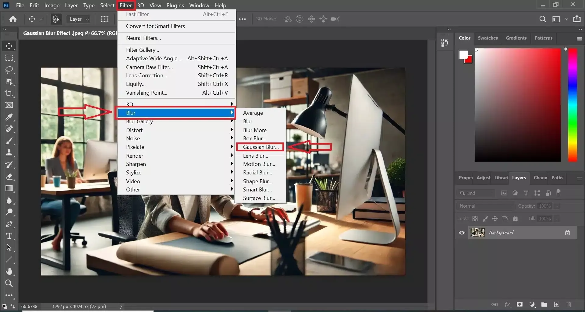 ایجاد بلر در فتوشاپ