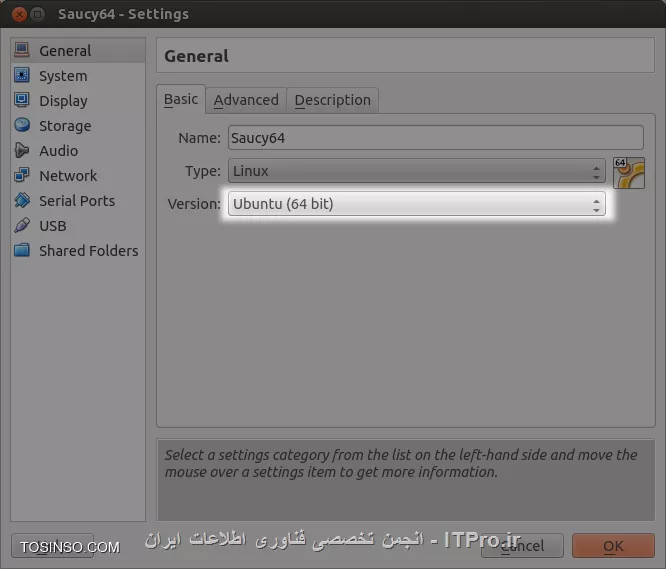 از فعال بودن گزینه های زیر در بایوس اطمینان حاصل کنید
Intel VT-x یا AMD-V 
||http://linux.tosinso.com/files/get/cd75dca6-f9fc-47e0-8683-a0ca57461591||
||http://linux.tosinso.com/files/get/9876308e-244f-4789-834f-6edeae3c8f03||

و اینکه ماشین مجازی تون روی 64 بیت ست شده باشه 
||http://linux.tosinso.com/files/get/5a7c86bb-7c1b-4138-8010-8fa524568dc7||