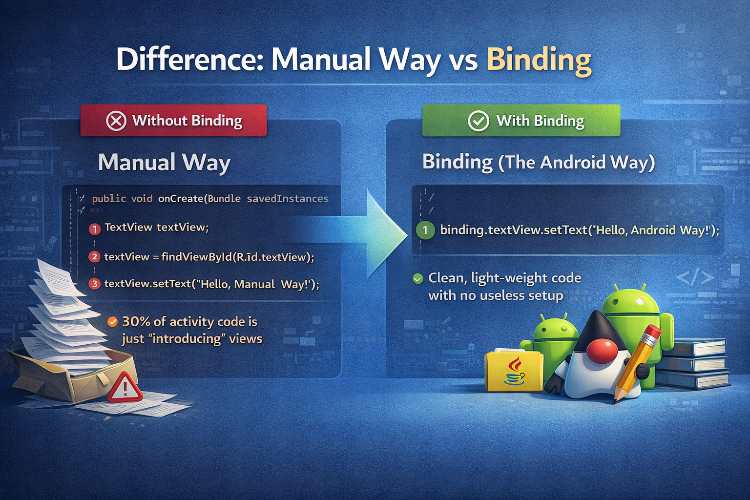 تفاوت binding و findviewbyid