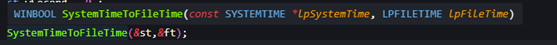 Converting a calendar date to system time with the SystemTimeToFileTime function