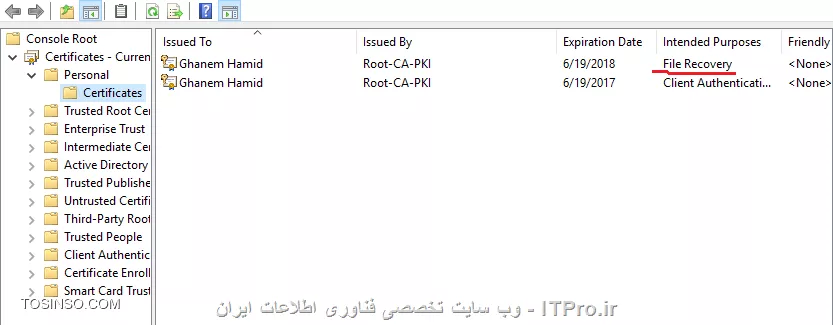 ایجاد Data Recover Agent برای رمزگشائی کردن فایلهای کاربران در Domain