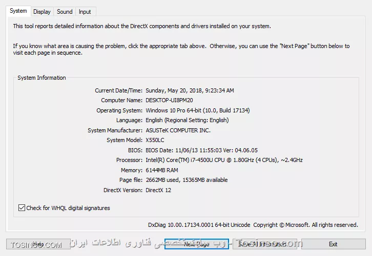 دوست عزیز اینجا نشون میده که direct x من 12 هستش:

||https://game.tosinso.com/files/get/5c4f4424-4a27-4870-be82-be4ec975705d||