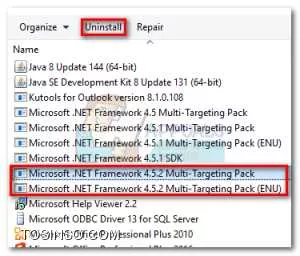 موارد زیر رو هم تست کنید :

*1*. دستور زیر رو در RUN اجرا کنید :
<vb>
Outlook.exe / resetnavpane
<vb>
*2*. روی فایل Outlook.exe راست کلیک کنید و Properties رو بزنید. اگه در تب Compatibility تیک *Run this program in compatibility mode for* زده شده بود تیک چک باکس رو بردارید.
*3*. Outlook رو Run as Administrator کنید.
*4*. اگه مورد 4 ای که انجام دادین همونی هست که اینجا میگم پس از این مورد صرف نظر کنید. در غیر این صورت حتما انجامش بدید. 

در RUN تایپ کنید *control mlcfg32.cpl* و اینتر رو بزنید. روی Show Profiles کلیک کنید و روی دکمه Add کلیک کنید و یک اسم پروفایل جدید تایپ کنید. در مرحله بعد گزینه Email Account رو انتخاب کنید و فیلد ها رو پر کنید. بعد برگردید به پنجره Mail و گزینه Always use this profile رو انتخاب کنید و پروفایل جدید رو از لیست انتخاب کنید. Apply رو بزنید و مجددا تست کنید.
*5*. اگه NET Framework. نسخه 4.5.2 رو نصب کردید رو Uninstall کنید. از طریق *appwiz.cpl* میتونید این کار رو انجام بدید. تصویر زیر رو ببینید.

||https://tosinso.com/files/get/5ccbe32c-347f-4a8c-90f7-5c8e739a778c||