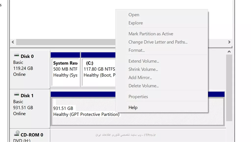 <center>
||https://icdl.tosinso.com/files/get/5ce68b4b-88d2-40d2-b022-6bbbe5263a04||
<center>
یک نگاه بکنید. هیچ کاری نمیشه. 

ولی خودم با بالا اوردن اوبونتو به صورت live توانستم به تک تک درایو ها دسترسی پیدا کنم. نمی دونم چرا ویندوز اصلا نشون نمی داد. از طریق اونجا به یک هارد جدید منتقل کردم. و دیسک 1 را کامل فرمت کردم
