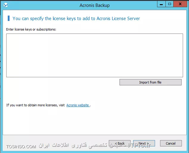 در ادامه بحث Backup گیری در خدمت شما دوستان عزیز هستیم.در این اینجا قصد دارم مباحث و عملکرد Acronis Backup Advanced را در شبکه های امروزی را بصورت چند آموزش از نصب آن تا دیگر ویژگی های آن را آموزش دهم.کلا  علاوه بر Acronis true image دو نسخه دیگر مخصوص همین کمپانی برای بک اپ گیری وجود دارد:
<ltr>
* Acronis backup
* Acronis backup advanced
<ltr>
گذینه اول برای استفاده بر روی یک Node ایجاد شده و تمام نیازهای که برای بک اپ گیری به آن نیاز داریم را براورده می کند. ولی گذینه دوم بصورت Server/Client می باشد بدینصورت که شما کنسول مدیریتی آن را نصب می کنید و Components های آن را از یک نقطه مرکزی بر روی سرور و کلاینتها Deploy می کند.ویژگی های این دو نسخه را در جداول زیر ببنید
||http://tosinso.com/files/get/f1c867f0-21f7-411e-a02e-84a6e62be172||
||http://tosinso.com/files/get/a304cbb7-6a96-4f17-bfaa-626c15243b28||

!اجزای Acronis backup advanced :
--
 Agent for windows:
مثل هر برنامه ی دیگر مانند Backup Exec این برنامه برای Backup گیری کلاینتها و سرورها باید Agent مخصوص آن بر روی آن Node نصب شود. وقتی Agent را بر روی آن Node نصب کنید می توانید کارهای زیر را انجام دهید:
<ltr>
•	Disk Backup
•	File Backup
•	Conversion to a virtual machine
•	Disk Management
<ltr>
Agent for Linux :
مانند مورد قبلی می باشد. وقتی Agent را بر روی آن Node نصب کنید می توانید کارهای زیر را انجام دهید:
<ltr>
•	Disk Backup
•	File Backup
•	Conversion to a virtual machine
<ltr>
Agent for VMware:
Acronis backup advanced را قادر می سازد بدون نصب Agent بر روی  Guest از VM بک اپ تهیه کنید و آن را ریکاور کنید. این روش به agent-less backup or backup at a hypervisor level معروفه.

Agent for Hyper-V :
دقیقا مانند مورد قبلی می باشد.

Agent for Exchange:
بوسیله Agent فوق می توانید از Database and Mailbox اکسچنج بک آپ تهیه کنید و در مواقع اضطراری آنها را ریکاور کنید.این Agent از VSS خود ویندوز برای پروسه Backupگیری استفاده می کند.خیلی خیلی تاکید می کنم به مبحث VSS ویندوز و روش کار آن تسلط پیدا کنید. این امر برای هر Administrator الازمی و مهم می باشد. برای اطلاع بیشتر لینک زیر را مطالعه کنید:
<c#>
https://technet.microsoft.com/en-us/library/ee923636(v=ws.10).aspx
<c#>

Agent for SQL:
با نصب Agent بالا می توانید از دیتابیس SQL به دوصورت Backup تهیه کنید:
<ltr>
•	single-pass dis
•	application backups
<ltr>
این Agent نیز مانند Agent for Exchange از Microsoft VSS استفاده می کند. در نتیجه Logهای SQL بعد از اتمام Backup پاک می کند. (این قابلیت قابل تنظیمه)

Agent for Active Directory:
مانند دو Agent قبلی می باشد که باز هم از Microsoft VSS استفاده می کند.

Management Server:
یک سرور مرکزی می باشد که می تواند تمام عملیات Backupگیری و Recovery را از یک نقطه هندل کند.

Storage Node:
هدف ایجاد این رل ایجاد یک نقطه مرکزی برای ذخیره سازی Backupهای گرفته شده توسط Acronis backup advanced می باشد. استفاده از این قابلیت باعث انعطاف پذیری و پایداری در ذخیره سازی Backupها می شود و یکی از مهمترین عملکرد این قابلیت استفاده از deduplication of backups می باشد.این قابلیت می تواند از طریق Management Server مدیریت شود.

Components for Remote Installation:
Packageهای وجود دارد که باید بر روی Remote Machine نصب شود. این Package ها می توانند از طرق کنسول اکرونیس بصورت Local یا بوسیله Management Server بر روی Client/Server  نصب شود.

PXE Server:
شما بوسیله این قابلیت می توانید Client/Server را از طریق شبکه با Acronis Bootable Media بوت کنید و Take مورد نظر خود را انجام دهید.
 Acronis Wake-on-LAN Proxy:
شما با این قابلیت می توانید از Client/Serverهای که در Subnetهای دیگر (شبکه های دیگر) وجود دارند Backup تهیه کنید و در موارد اضطراری آنها را Recover کنید.

Management Console :
شما بوسیله این ابزار می توانید به Management Server یا هر Client/Serverی که Agent روی آن نصب شده دسترسی داشته باشید. برای این کامپوننت دو توزیع وجود دارد یکی برای پلتفرم Windowsی و یکی برای پلتفرمهای Linuxی.
توزیع لینوکس دو عیب عمده دارد:
<ltr>
•	Remote installation of Acronis Backup components is not available.
•	The Active Directory-related features, such as browsing the AD, are not available.
<ltr>
کمپانی اکرونیس توصیه می کند از توزیع Windows استفاده شود.

Bootable Media Builder :
همانطور که قبلا در آموزشهای Acronis true image اشاره کردم شما بوسیله این قابلیت می توانید یک Media ایجاد کنید و Client/Server را با این مدیا boot کنید.

License Server :
شما بوسیله این سرویس می توانید کلیدهای فعال سازی را بر عهده یک سرور بگذارید و این سرور می تواند فعال سازی این محصول را به نحوه احسنت انجام دهد. در بخش بعدی توضیح میدم که اگر این سرور در شبکه نباشد همه Agentهای که بر روی Client/Server نصب می شود از کار می افتد.شما می توانید این سرور را با خود Management Server نصب کنید یا بر روی یک Member Server.

Management Web-base:
شما با فعال کردن این قابلیت در حین نصب Acronis backup advanced کاربران را قادر می سازید که بوسیله یک web browser به Acronis backup advanced وصل شوند و کامپوننت لازم را بر روی client/server خود نصب کنند.
اینم از اجزای Acronis backup advanced

! Licensing
--
در این قسمت لازم می بینم درباره Licenseهای این محصول توضیحاتی بدم (گرچه در ایران این بحث مهمی نیست و خیلی از ما این بحث را نادیده میگیریم، ولی کار نادرست و غلطی می باشد. پروسه Backupگیری پروسه مهم و حیاتی می باشد شما حسابشو بکنید اگر بحث License را نادیده بگیریم می تواند در این پروسه اختلاتی  بوجود آورد و کل ارزش واطلاعات آن سازمان  از بین می رود)
بصورت خلاصه: وقتی شما یک agent را بر روی client/server نصب می کنید در مراحل نصب از شما Active key درخواست می کند که می توانید این پروسه را دستی یا بوسیله License Server بصورت اتومات  انجام دهید.
*در شرایط زیر شما مجبور نیستید در حین نصب Agent بر روی client/server لایسنی وارد کنید:*
•	استفاده از محصول بصورت آزمایشی. Try mode
•	وقتی نرم افزار را فقط برای Cloud Backup نصب کنید. این روش نیازی به لایسنس ندارید بلکه باید یک اشتراک یا یک Account در Acronis بسازید و فایلهای Backup را در سرورهای Acronis ذخیره کنید.
•	وقتی Agent for VMware را بر روی ESXI نصب می کنید لازم نیست لایسنی وارد کنید. وقتی برای اولین بار قصد دارید که از Guest یک Backup تهیه کنید باید لایسنس وارد کنید.
نکته : وقتی Agentی را بر روی Client/Server نصب می کنید با استارت شدن سرویس Agent به License Server وصل می شود و بعد از آن هر 5 روز یکبار به License Server وصل می شود. Agent بدون License Server می تواند تا 60 روز به کار خود ادامه دهد در غیر اینصورت عملکرد Agent متوقف می شود. این مسئله هم برای وقتی که License معتبری برای Agent وجود نداشته باشد صدق می کند.
این سناریو را با دقت بخوانید:
||http://tosinso.com/files/get/a5e19afc-e108-420a-ad8f-3124cd94a0ed||
نکته : هرAgent for VMware and Agent for Hyper-V بر روی Host نصب و فعال می شود، که با نصب این ایجنت می توانید تا بی نهایت از VM های درون Host بک اپ تهیه کنید. 
نکته: بعضی از سازمانها Agent مخصوص آن سرویس مانند AD, Exchange or SQL را بر روی Guest System نصب می کنند (برای استفاده از قابلیت GRT)  که علاوه بر Agent for vmware and hyper-v باید برای این نوع ایجنتها هم لایسنس تهیه کنید.
جدول زیر تعیین میکند برای چه سرویسهای که مجازی سازی ارائه می دهد باید لایسنس تهیه کنید:
||http://tosinso.com/files/get/5666c041-0fb7-4fbb-add1-d40262e6acc7||

! سیستم عاملهای که Acronis برای اجزای Acronis Backup Advanced پشتیبانی می کند:
--
 سیستم عاملهای پشتیبانی شده برای Agent for Windows
||http://tosinso.com/files/get/a7e888cc-c990-4414-bda1-d66b98d642f9||
سیستم عاملهای پشتیبانی شده برای Acronis backup advanced for PC
||http://tosinso.com/files/get/0b96f0cc-13d0-4e4b-81aa-eef869bc682d||
سیستم عاملهای پشتیبانی شده برای Agent for exchange
||http://tosinso.com/files/get/cf42f35d-aa29-4e9c-8ba8-011d1a656f40||
سیستم عاملهای پشتیبانی شده برای Agent for SQL
||http://tosinso.com/files/get/1c2f350c-5dae-4b80-8beb-a48883667b26||
سیستم عاملهای پشتیبانی شده برای Agent for Active Directory
||http://tosinso.com/files/get/eb132799-9633-49d3-8e08-f27ea8a38116||
سیستم عاملهای پشتیبانی شده برای Agent for Linux
||http://tosinso.com/files/get/77af9159-0595-498c-81ae-9c9135674b22||
سیستم عاملهای پشتیبانی شده برای Agent for Hyper-V
||http://tosinso.com/files/get/256014fa-f05c-4221-9f73-252b452746ee||
سیستم عاملهای پشتیبانی شده برای Agent for VMware
||http://tosinso.com/files/get/a68a29c5-2c80-4508-a32d-003f5b3df7f6||
سیستم عاملهای که برای نصب Acronis Backup Management Server, Acronis License Server, Acronis Backup Storage Node  پشتیبانی می شود
||http://tosinso.com/files/get/390802fe-f2be-436a-8a5a-79e7b2fab595||
سیستم عاملهای که برای Management Console پشتیبانی می شود
||http://tosinso.com/files/get/390802fe-f2be-436a-8a5a-79e7b2fab595||

! System requirements
--
||http://tosinso.com/files/get/f8dc9963-00b0-4148-8e85-244498e909fe||
||http://tosinso.com/files/get/a1c6c41d-99fe-4b0d-b5ee-1311bce6b265||

! User Right برای اجرای سرویسهای Acronis Backup Advanced 
--
بیشتر برنامه های Backupگیری یا حتی بعضی از برنامه های Windowsی  از این قائده مستثنا نیستن. قضیه از این قراره که بعضی از سرویسهای Acronis backup advanced مانند Acronis Backup agents, Acronis Backup Management Server, and Acronis Backup Storage Node وقتی بر روی کامپیوتری نصب می شوند باید سرویسهای خود را در آن کامپیوتر Run کنند. مسئله اینجاست که برای ران کردن چنین سرویسهای نیاز به privilege مناسب و مدیریتی می باشند وقتی شما کامپوننت های بالا را نصب می کنید در حین نصب از شما درخواست یک User با مجوز مدیریتی می کنند تا سرویسهای خود را با مجوز این User ران کنند.
اگر با قبلیت Manage Services Account که با آمدن Win server 2008 معرفی شده اشنائی دارید این مسئله برای شما جا افتاده می باشد.
شما بصورت کلی دو نوع User برای اینکار دارید:
<ltr>
•	Create new Account
•	Existing accounts
<ltr>
در بیشتر سناریوها گذینه اول کفایت می کند. در صورت بودن شرایط زیر از existing accounts استفاده می کنیم:
•	Acronis backup advanced را بر روی Domain Controller نصب کنید.
•	قصد معرفی یک SQL سرور برای Management سرور داشته باشید.
•	از کلاستر در Hyper-V or Exchange cluster استفاده کنید. در این صورت باید یک User با مجوز مدیریتی به ABA معرفی کنید تا به منابع بر روی Nodeهای درون کلاستر دسترسی داشته باشد.
*مجوزهای لازم برای هر دو یوزر (New user and Existing user) :*
•	Userی که سرویس Agent and Storage node service را بر روی client/server اجرا میکند باید عضو گروه Backup operation and local administrators باشد .
•	Userی که سرویسهای Management Server را اجرا میکند باید عضو گروه Acronis Centralized Admins باشد. (در بخش بعدی درباره گروه های ABA بحث میکنیم)
•	همه User ها باید مجوز Log on as a service داشته باشند.
•	همه اکانتها باید بر روی %PROGRAMDATA%\Acronis مجوز Full داشته باشند.
•	همه Userها باید در این مسیر HKEY_LOCAL_MACHINE\SOFTWARE\Acronis مجوز Full داشته باشند.
•	Userی که سرویسهای Agent را اجرا می کند همچنین باید مجوز Adjust memory quotas for a process, Replace a process level token and Modify firmware environment values را داشته باشد.

نکته : وقتی User جدیدی ایجاد میکنید این User با نام Acronis Agent User, AMS User, and ASN User ایجاد می شوند.
نکته: وقتی ABA را بر روی Member Serverی نصب میکنید مطمئن شوید User مورد نظر مجوزهای بالا را داشته باشد.

*Specifying users allowed to connect remotely :*
وقتی شما Agentی یا کامپوننت دیگری را بر روی Remote Computerی نصب می کنید باید مطمئن شوید این یوزر مجوز لازم برای نصب این کامپوننت را بر روی کامپیوتر راه دور داشته باشد وگرنه پروسه Fail می شود.
و همچنین این یوزر در ABA مجوز لازم برای این کار را داشته باشد بصورت پیش فرض اعضای گروه Acronis Remote Users این مجوز را دارند.

! Acronis backup advanced groups
--
 وقتی ABA را نصب می کنید با نصب این برنامه چند گروه بر روی سرور ایجاد می شود:
<ltr>
•	Acronis remote users
•	Acronis Centralized Admins
<ltr>
اعضای گروه اول مجوز لازم برای برقراری ارتباط  با Remote computer بوسیله Management console را دارند.
نکته : این اعضا باید بر روی کامپیوتر مقصد مجوز مدیریتی داشته باشند.
اعضای گروه دوم می توانند به Management Server بوسیله Management Console وصل وکارهای مدیریتی خود را انجام دهند.
خب!!!!!
این همه توضیح و تعریف مقدمه ای بود برای نصب این برنامه.

! Install Acronis Backup Advanced
--
همانطور که در قسمت  /سیستم عاملهای که Acronis برای اجزای Acronis Backup Advanced پشتیبانی می کند/ کند خوانده اید می توانید این برنامه را بر روی سیستم عاملهای مثل WinXP, 8 and Win 10 نصب کنید ولی اگر قصد راه اندازی این سرویس در یک محیط Domain دارید توصیه می کنم بر روی یک Windows server اینکار را انجام دهید و این Windows server باید جوین به  Domain باشد.
اول از همه شما می توانید این برنامه را از سایت زیر دانلود کنید:
<c#>
http://www.acronis.com/en-us/enterprise/download/backup/advanced-windows-server/
<c#>
قبل از نصب من User ی که قراره سرویسهای  ABA را اجرا کند ومجوز لازم بر روی client/server داشته باشد را در AD ایجاد کردم و آن را عضو Domain  Admins کردم. (در محیط واقعی سعی کنید این User بر روی خود سرور ABA و بقیه client/serverها مجوز مدیریتی داشته باشد (این یوزر را عضو Local Administrators کنید) شما می توانید این کار را بوسیله Group Policy انجام دهید)
با همان User لاگین می کنم و فایل Setup برنامه را اجرا می کنم
در صفحه اول شرایط Acronis را قبول  و Next می کنیم.
||http://tosinso.com/files/get/f9c677ad-d925-4769-9a99-40f9d5893c94||
در صفحه بالا باید تصمیم بگیرید چه کامپوننتی را  می خواهید نصب کنید ؟ اگر یک نصب Customize شده می خواهید تیک پایین را هم بزنید  که من گذینه مشخص شده را انتخاب و Next می کنم.
||http://tosinso.com/files/get/1f626b49-8652-45ad-82b1-ca885a130be6||
کامپوننت های نصب شده را می توانید مشاهده کنید. در این قسمت هم می توانید کامپوننتی را اضاف یا حذف کنید.
||http://tosinso.com/files/get/5cecf2a2-a7ea-41f1-bbc0-34e4379ed2ae||
می توانید لایسنسی را در License Server اضاف کنید
||http://tosinso.com/files/get/86437eb2-aab4-4181-bddd-8305265b0063||
واضحه next کنید
||http://tosinso.com/files/get/39ced4ee-389a-4bd7-8d5b-20b018c574fa||
Userی که با مجوز آن باید سرویسهای ABA اجرا شود را انتخاب می کنیم. 
||http://tosinso.com/files/get/56b2db84-f126-4c66-ae5d-1d9a1a544b83||
ABA برای ذخیره اطلاعات خود از SQL استفاده می کند. اگر SQLی در ساختار دارید آن را به ABA معرفی کنید وگرنه تنظیماتن بالا را پذیرفته و Next کنید
||http://tosinso.com/files/get/e8d3c88b-1b6a-4714-a99e-e9a3e2283b8b||
فعال کردن قابلیت web-base و تعریف یک پورت برای اتصال به این قابلیت.
Next و Install
بعد از تمام شدن مراحل نصب باید بوسیله Management console به Management Server وصل شویم
||http://tosinso.com/files/get/d3c7a773-3eb1-4985-86c6-4a512bcbed5c||
||http://tosinso.com/files/get/6d65e7f9-2a69-4114-af65-a1aff5b48f3d||
||http://tosinso.com/files/get/286f8770-aa89-463d-9045-1b49644ec672||

 ادامه دارد........

موفق و پیروز باشید 

نویسنده: احمد جهلولی 
منبع: |جزیره راهکارهای ذخیره سازی اطلاعات وب سایت توسینسو ::https://tosinso.com/virtualization|
نشر و کپی برداری، صرفاً با ذکر نام نویسنده و منبع مجاز می باشد. 