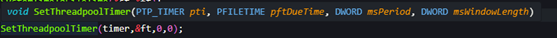 Excuted a timer object with the SetThreadpoolTimer function