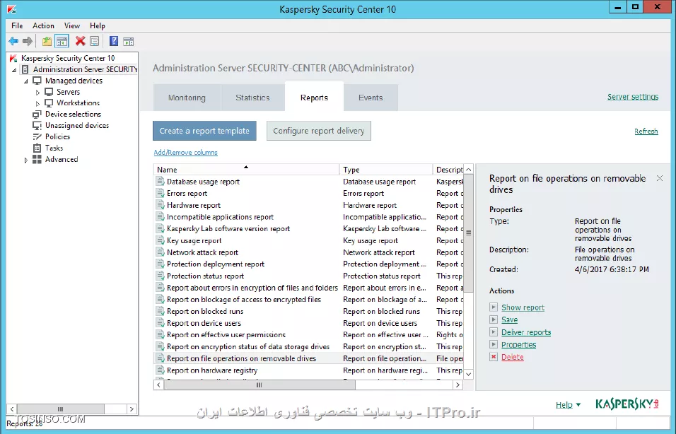 !! اجازه نوشتن روی USB flash برای کاربران دومین 
در این آزمایش تنظیمات  Device Control را برای Kaspersky Endpoint Security policy طوری تنظیم می کنیم که کاربران دومین بتوانند تحت Domain users group قابلیت نوشتن روی فلش مموری ها را داشته باشند 

- Security-Center

1- وارد پراپرتیس KES 10 SP2 workstation policy شوید 

2- وارد منو Device Control شوید 

3- حالا روی Removable drives و روی Logging کلیک کنید 

||https://tosinso.com/files/get/4d2aa176-83a9-4e12-a939-35f3c7b1a038||

4- روی Select کلیک و در گروه Everyone روی OK کلیک کنید 

||https://tosinso.com/files/get/34d8a032-0fcb-4c91-8b12-421841a7f028||

5- روی تب Trusted devices سوییچ کنید 

6- روی Add کلیک کنید 

7- روی لیست گزینه Devices by ID انتخاب شود 

8- در Computer name و بنویسید PC1 و روی Refresh کلیک کنید 

9- روی خودتان USB drive  کلیک کنید 

||https://tosinso.com/files/get/b6874ae2-cfc0-4a12-955e-d384702b2abb||

10- کلیک Select و بر روی Domain Users مدنظرتان کلیک کنید و OK را بزنید 

||https://tosinso.com/files/get/16e2fc06-c986-4e5b-b22b-b1dc5de6ab67||

11- بر روی Advanced Settings\Reports and Storages کلیک کنید 

||https://tosinso.com/files/get/9290ea0d-d3a7-4380-a6c1-b70837f14c16||

12- در Notifications روی Settings کلیک کنید 

||https://tosinso.com/files/get/6733bbf7-0a10-4893-bd78-040833060941||

13- بر روی Device Control کلیک کنید 

||https://tosinso.com/files/get/73fd6ae7-d95d-461b-a16c-2dcb1d385122||

14- انتخاب کنید Save in local log و بخش رخدادی File operation performed رفته و روی OK کلیک کنید 

||https://tosinso.com/files/get/0855fe96-a856-4f70-afb4-6b95ee272b08||

15- پالیسی را OK کنید و صبر کنید تا پالیسی اعمال شود 

16 حالا فایلی را داخل فلش مموری در کپی کنید ( PC1 ) اینجا فایلی را به نام invoice.txt را قرار دادیم 

17- مطمئن شوید که Kaspersky Endpoint Security اجاره نوشتن را داده است 

18- انتخاب کنید Administration Server و داخل تب Reports شوید 

19- انتخاب کنید Report on file operations on removable drives

20- داخل گزارشات روی Show report کلیک کنید 

||https://tosinso.com/files/get/5e2e7578-7d37-40b1-9278-63d5df9ed0df||

21- شکل نهایی گزارش به صورت زیر باید باشد 

||https://tosinso.com/files/get/2cbc4314-18c5-49e3-94f7-6b73a106998e||

نویسنده : سید احمد توسلی
منبع : |جزیره امنیت اطلاعات و ارتباطات وب سایت توسینسو::https://tosinso.com/security|
هرگونه نشر و کپی برداری بدون ذکر منبع و نام نویسنده دارای اشکال اخلاقی است