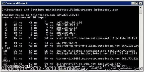 رفع مشکلات ارتباطی شبکه شکل ب Tracert