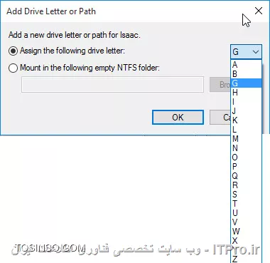 مراحل زیر را به ترتیب پیش ببرید:

1. وارد کنسول Disk Management شوید و بر روی درایوی که میگین نام نداره راست کلیک کنید و گزینه Change Drive Letter and Path را انتخاب کنید
<center>
||http://network.tosinso.com/files/get/34d3af0b-77e6-45c1-89ee-a8e9176620df||
<center>
2. در پنجره ای که برایتان باز خواهد شد بر روی دکمه Add کلیک کنید
<center>
||http://network.tosinso.com/files/get/9b1de34b-f8f9-4352-9dcb-d887e3cfab61||
<center>
3. و در نهایت در صفحه دیگری که برایتان باز خواهد شد، یکی از حروف الفبای انگلیسی که بیانگر درایوتان خواهد بود را انتخاب و OK را بزنید
<center>
||http://network.tosinso.com/files/get/5fb15760-9b7c-46b7-a3da-e430d39756fb||
<center>
اکنون اگر به My Computer بروید هارد دیسک اکسترنال یا فلش تان با همان Drive Letterی که برایش انتخاب کردید به نمایش در آمده است.
تمااااااااااااااااام
