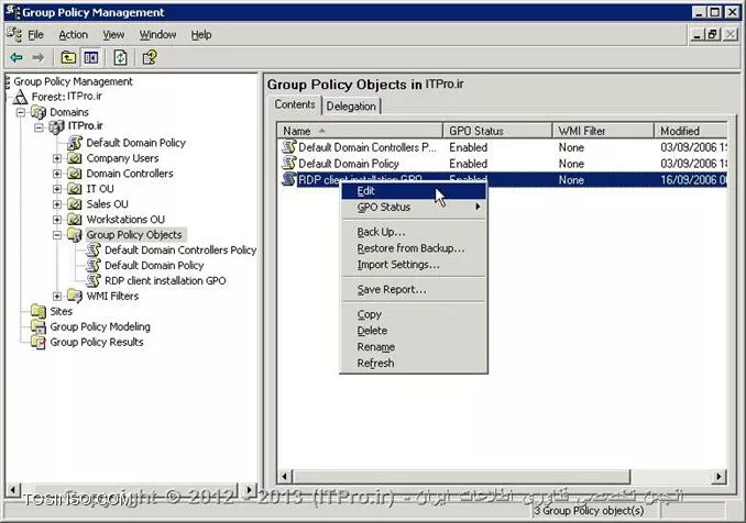 Edit Group Policy Object