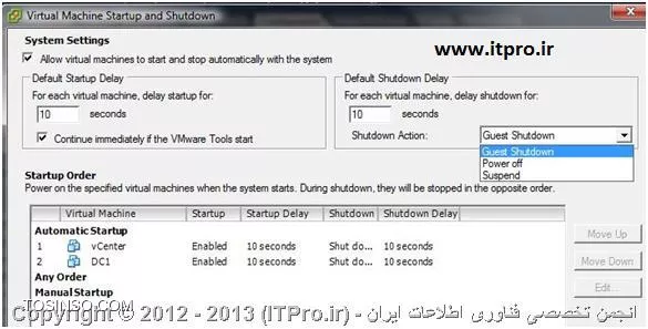 روشن شدن خودکار Virtual MAchine ها در VMware