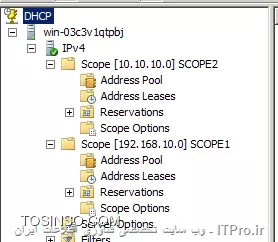 میتونین دوتا Scope بسازین برای هر کارت شبکه و هر Scope رو به یکی از اونا تخصیص بدین. البته توجه داشته باشین که هر Scope رو باید به یه کارت شبکه مجزا BIND کنین و اون کارت شبکه هم به یه سوییچ مجزا بخوره، چون اگه هر دوتا Scope بخان از طریق یه کارت شبکه به کلاینتا IP بدن خب قطعا ممکنه Conflict و یک سری مشکلاتی هم پیش بیاد.

<center>
||https://network.tosinso.com/files/get/61e73ed3-8a81-4471-8c2c-01c27546dbb4||
<center>