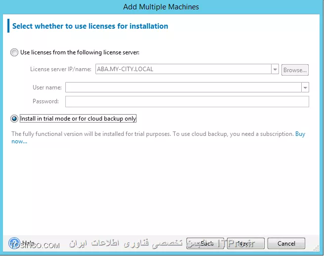 بعد از نصب و راه اندازی Acronis backup advanced و تعین جائی برای ذخیر سازی اطلاعات قدم بعدی Deploy کردن Agent بر روی Client/Serverها می باشد.
! قبل از شروع چند نکته را بخاطر بسپارید :
--
* گاهی وقتا UAC باعث عدم نصب Componentها از راه دور می شود. برای غلبه بر این مشکل بصورت موقت UAC را غیرفعال کنید.
* برای نصب Acronis Agent بر روی remote computer باید پورت 445 و 9876 و 25001  بر روی Firewall باز باشد. با فعال کردن  File and Printer Sharing پورت 445 بصورت اتومات بر روی Firewall باز می شود.
* قابلیت Use simple file sharing باید بر روی Windows XP and Windows server 2003 غیرفعال باشد.
* می توانید با استفاده از Group Policy پورت 25001 را بر روی همه firewallهای Client/Serverها بصورت exceptions باز کنید. از مسیر زیر استفاده کنید:
<ltr>
Administrative Templates -> Network -> Network Connections -> Windows Firewall -> Domain Profile -> Windows Firewall: Define inbound port exceptions
<ltr>
و پارامتر آن را بصورت زیر اضاف کنید:
<c#>
25001:tcp:*:enabled:Acronis remote install
9876:tcp:*:enabled:Acronis remote install
<c#>
||http://tosinso.com/files/get/9395539a-18ce-451e-8d6e-95f968a3ede9||
بعد از آماده سازی مراحل اولیه می توانید دست بکار شوید
بوسیله Console Management به Management Server وصل شوید و از منوی :
||http://tosinso.com/files/get/d83b2fd8-f3ae-4be7-8eb2-774ec24d817e||
گذینه بالا را انتخاب کنید
||http://tosinso.com/files/get/159ea00e-21ea-4fcb-9a4f-b8f0d6eda9d0||
گذینه های آن آسان می باشد و نیازی به تعریف نیست. طبق معمول من گذینه From Active Directory را کلیک و کامپیوترهای که می خواهم را اضافه می کنم.
||http://tosinso.com/files/get/83e053ce-9e54-49a7-b09e-c395f1d8e8fa||
نکته : برای اضافه کردن این دو باید اکانتی را انتخاب کنید که مجوز مدیریتی بر روی کامپیوترهای بالا را داشته باشد.
||http://tosinso.com/files/get/2793a366-9698-4469-a0a6-90da135a3b3a||
اینجا میگه چه Componentی می خواهید بر روی این کامپیوترها نصب کنید؟؟؟ که ما فقطagent for Windows  را انتخاب و Next
||http://tosinso.com/files/get/62d1e975-7361-4d69-8da7-1376c99537d1||
اینجا میگه باید یک License Server معرفی کنید. من همه این Componentها را بصورت آزمایشی نصب می کنم.
||http://tosinso.com/files/get/de768cbb-750e-48a1-955a-97b4640c7723||
همان بحث تکراری Machine account service می باشد که من یک User از پیش تعریف شده برای اینکار در نظر گرفتم. 
Next, next and Proceed
بعد از اتمام نصب باید کامپیوترها را به Management Server اضاف کنید (قائدتا بعد از نصب باید بصورت اتومات به سرور add بشن ولی این برنامه اینطوریه)
از منوی 
||http://tosinso.com/files/get/92696a1c-a71f-4625-b9da-45645f99157f||
را انتخاب و کامپیوترهای قبلی را دوباره انتخاب 
||http://tosinso.com/files/get/cc13c372-5966-4e98-8402-08380552ee2e||
||http://tosinso.com/files/get/e3a68b06-01a9-4f67-908c-132af5d04af6||
در انتهای این آموزش به این نکته هم اشاره کنم. وقتی شما قابلیت  Management Web-baseرا بر روی Management Server نصب و کانفیگ کرده باشید می توانید از هر جای شبکه با وارد کردن ادرس Management Server و پورت آن به Management Web-base وصل و Component مناسب را بر روی آن Client/Server نصب کنید:
||http://tosinso.com/files/get/e18940a6-08e6-4761-b6aa-97fbf1d0145e||
--
موفق و پیروز باشید 

نویسنده: احمد جهلولی 
منبع: |جزیره راهکارهای ذخیره سازی اطلاعات وب سایت توسینسو ::https://tosinso.com/virtualization|
نشر و کپی برداری، صرفاً با ذکر نام نویسنده و منبع مجاز می باشد. 
