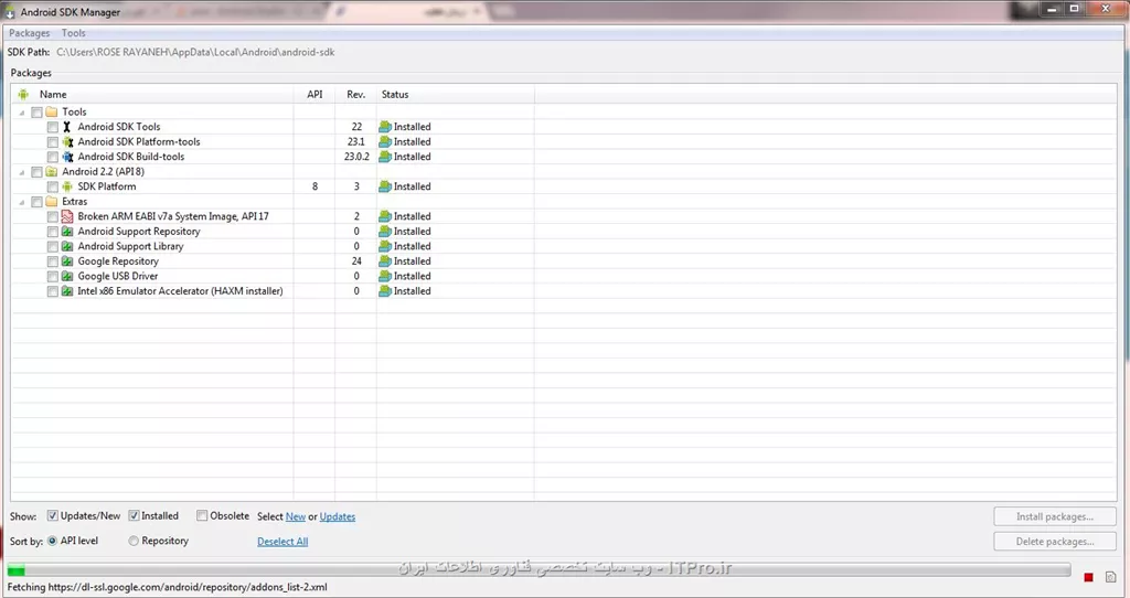 سلام و وقت بخیر ، بعد از نصب jdk و  sdk و android studio وقتی روی android studio کلیک می کنم این پیغام میاد

||http://tosinso.com/files/get/2c96380b-4531-4a26-be16-41ccadc28b8b||

و وقتی روی گزینه start a new android studio project کلیک می کنم این ارور میاد:

||http://tosinso.com/files/get/55679a07-a49c-4de2-97d9-a01a9dc77503||

اینم تصویری از صفحه sdk

||http://tosinso.com/files/get/63f54954-f9f8-446d-b180-d88b8e8045ed||

