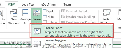 بالا نگه داشتن یک ردیف در excel