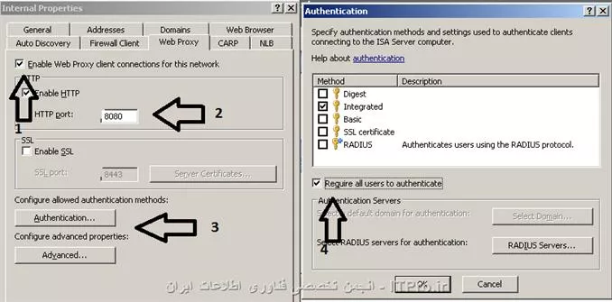 سلام
اگه شما تیک require all users to authenticate را بزنید ترافیک web به pr0xy ارسال میشه 
||http://network.tosinso.com/files/get/654fce97-dd78-42cd-8183-663eb294aaa9||
یعنی شما این تیک را زده بودید و روی مرورگر کلاینت ip آیزا سرور را ست نکرده بودید و باز هم اینترنت داشتید ؟؟؟؟؟؟