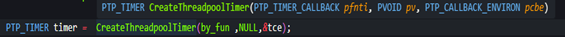 Create a Thread Timer object with the CreateThreadpoolTimer() function