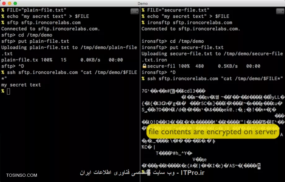 امن ترین روش ارسال نقطه به نقطه اطلاعات کدگذاری شده توسط ironsftp 