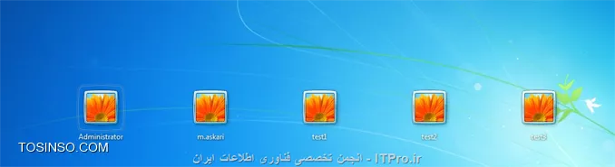 سلام دوست عزیز
با اجازه از اساتید محترم
با استفاده از کلید ترکیبی Win+R وارد محیط Run بشید و حتما دسترسی administrator داشته باشید و regedit رو تایپ کنید و قبل از هز چیز از رجیستریتون بکاپ بگیرید و به مسیر زیر برید
<c#>
HKEY_LOCAL_MACHINE\SOFTWARE\Microsoft\Windows NT\CurrentVersion\ProfileList
<c#>
حالا در سمت راست مقداری که در عکس هست رو پاک کنید
||http://network.tosinso.com/files/get/6edf59be-1f08-4c3b-a739-8c4db2c8c7aa||
حالا سیستمتون رو ریست کنید تا یوزرهاتون رو ببینید
||http://network.tosinso.com/files/get/68dbbb0e-4b4f-4c6d-898e-8b0fb7a35e2f||