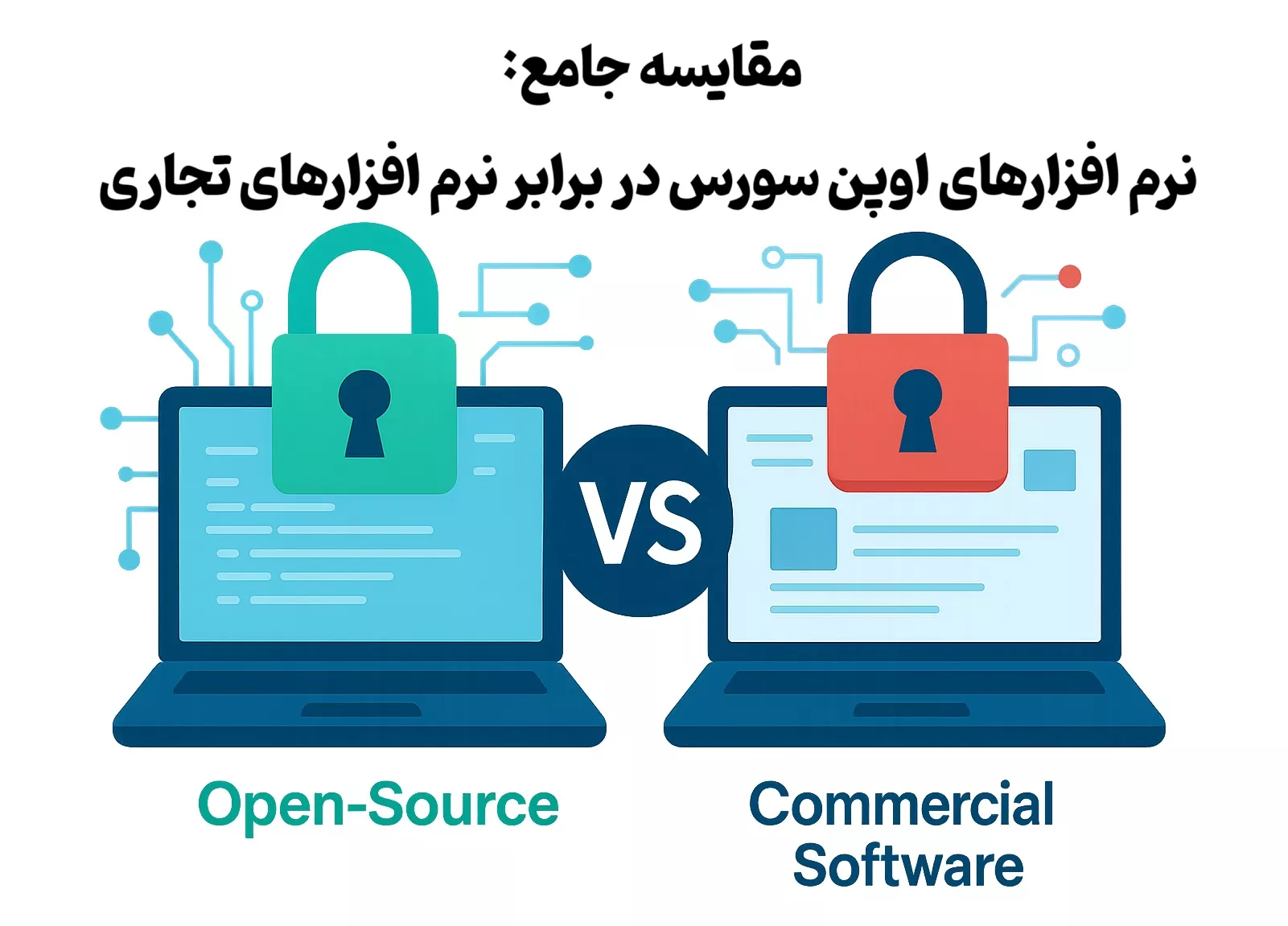 مقایسه جامع: نرم افزارهای اوپن سورس در برابر نرم افزارهای تجاری (Commercial Software)