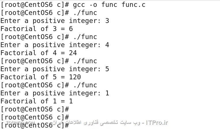 سلام و وقت بخیر. در این جلسه درمورد توابع صحبت میکنیم. استفاده از توابع در برنامه نویسی بسیار رایج است. تقریبا در تمام برنامه های عملیاتی از توابع استفاده میشود. توابع در برنامه نویسی خاصیت ماژولار بودن را به برنامه اضافه میکنند. اگر قرار است برنامه ما 1000 خط باشد، مسلما این 1000 خط را یک تیکه در تابع main نمینویسیم.بلکه برنامه را به تعدای تابع کوچک کوچک خورد میکنیم .توابع باعث خوانا تر شدن و قابل فهم تر شدن برنامه میشوند. عیب یابی را آسان تر میکند و درصورت بروز مشکل در برنامه لازم نیست کل اون 1000 خط برنامه را از اول بنویسیم، فقط همان تابع مشکل دار رو دوباره بررسی میکنیم. قابلیت توسعه و نگهداری سیستم افزایش میابد. اگر قرار باشد سرویس جدیدی در برنامه اضافه شود، توابع لازم را نوشته و به برنامه اضافه میکنیم. جلوتر یاد خواهیم گرفت که توابع را در سورس کد های جدا در فایل های جدا نوشته و در برنامه اصلی آنها را include کنیم. به مثال ساده زیر توجه کنید.
<center>
||http://tosinso.com/files/get/bdd4b442-87f7-4b59-a741-956360c09137||
<center>
<center>
||http://tosinso.com/files/get/f0e8c37e-1905-48b0-a5ee-1e9db3070c14||
<center>
یک تابع برای جمع 2 عدد نوشتیم. تابع را قبل از تابع main تعریف کردیم ( میتونستیم بعد از main هم بنویسیم که بعدا میگم ) کلمه int نشان میدهد که خروجی تابع ما int است. اگر برنامه خروجی ندارد از کلمه void استفاده میکنیم. (مثلا قراره فقط یه چیزی رو بخونه و نشون بده، قرار نیست از خروجیش استفاده بشه). سپس نام تابع که add-nums است. در داخل پرانتز نوع آرگومان های ورودی به تابع را تعریف میکنیم. هر چی قراره وارد تابع بشه از اینجا وارد میشه. سپس بدنه تابع را مینویسیم. کلمه return هم نشان میدهد خروجی تابع چیست. در اینجا گفته متغیر sum را به عنوان خروجی پاس بده بیرون. تابع main هم تا خط 14 چیز جدیدی نداره. در خط 14 یک متغیر را برابر تابع قرار دادیم. یعنی خروجی تابع را بریز تو اون متغیر. دو متغیر A و B را هم به عنوان ورودی تابع وارد کردیم. در آخر هم متغیر result را چاپ کردیم. این یک مثال خیلی ساده بود. حالا بیاید همینو با حالت void بودن تابع add-sum بنویسیم.
<center>
||http://tosinso.com/files/get/19782e93-56b4-4b1b-8172-dc59044b3e0d||
<center>
در تابع main فقط تابع add_nums را صدا کردیم. البته میشد که a و b رو در main از کاربر بگیره و همراه با صدا کردن تابع، به عنوان آرگومان واسش ارسال کنه.
یکی از مفاهیم مهم توابع، مفهوم توابع بازگشتی است. در یک تابع بازگشتی، تابع مرتبا خود را صدا میزند. مث یه حلقه بهش نگاه کنید. برای کارهای محاسباتی تکراری از توابع بازگشتی استفاده میکنیم. بهترین مثال برای تابع بازگشتی، محاسبه فاکتوریل یک عدد با تابع بازگشتی است. به کد زیر توجه کنید. قبلش بگم که اگه خواستید تابع رو بعد از main تعریف کنید باید قبل از main عنوانشو نوشته باشید. مث مثال زیر.
<c#>
#include <stdio.h>
long int Factorial ( int n );
int main()
{
    int n ;
    printf( Enter a positive integer :  );
    scanf( %d , &n );
    printf( Factorial of %d = %ld \n, n, Factorial (n) );
    return 0 ;
}
long int Factorial ( int n )
{
    if ( n >= 1 )
        return n*Factorial ( n-1 ) ;
    else
        return 1 ;
}
<c#>
<center>
||http://tosinso.com/files/get/69698b34-762c-4388-9709-2ebae20d8d18||
<center>
نکته ای که در توابع بازگشتی باید در نظر داشته باشید این است که برای خاتمه حلقه باید یک شرط قید کنید. در اینجا اون if این کار را میکند. کل مفهوم بازگشتی تو خط 14 هستش. 
*حال برای تمرین همین برنامه رو طوری تغییر بدین که عدد هایی که تو هم ضرب میشن رو هم نشون بده، اول خودتون حل کنید بعدش جوابو نگاه کنید.*
<center>
<c#>
#include <stdio.h>
long int Factorial ( int n );
int main()
{
    int n ;
    printf( Enter a positive integer :  );
    scanf( %d , &n );
    printf( = %ld \n,  Factorial (n) );
    return 0 ;
}
long int Factorial ( int n )
{
    if ( n > 1 )
    {
        printf( %d *  , n );
        return n*Factorial ( n-1 ) ;
     }
    if ( n == 1 )
     {
        printf (%d  , n ) ;
        return n*Factorial ( n-1 ) ;
      }
    else
        return 1 ;
}
<c#>
<center>
<center>
||http://tosinso.com/files/get/1dc9fa04-d94a-496b-909b-4488c0053679||
<center>
پایان قسمت سیزدهم

نویسنده : سید محمد باقر موسوی
منبع : |جزیره برنامه نویسی وب سایت توسینسو::https://tosinso.com/programming|
هرگونه نشر و کپی برداری بدون ذکر منبع و نام نویسنده دارای اشکال اخلاقی است