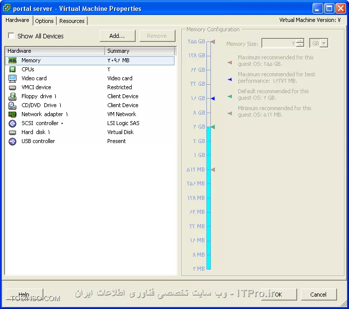 نه دوست عزيز esxi نصبه. من مي خوام ويندوز سرور رو نصب كنم الانم چند تا ماشين داخلش دارم كه اجرا ميشه. در مجازي سازي تازه كارم ونمي تونم ويندوز رو بوت كنم. و به وسيله VMware vSphere Client به esxi متصل ميشم.اينم خصوصيات ماشينم كه تازه تعريفش كردم||https://virtualization.tosinso.com/files/get/69ce53f0-9602-49ab-bf88-c99ad779f55b||