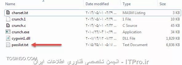 ایجاد دیکشنری توسط crunch ویندوز