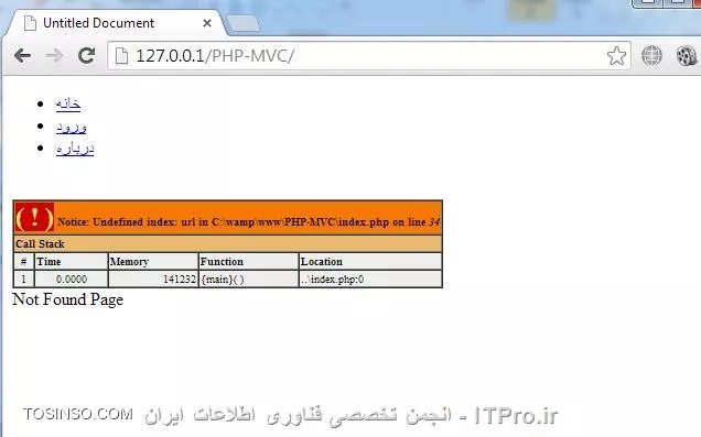 سلام به همه دوستان گلم در ITPro ابتدا قبل از شروع این قسمت یه عذر خواهی کنم بایت وقفه طولانی که ایجاد شد بین قسمت قبلی و این قسمت ، خوب توی قسمت قبلی درباره ErrorDocument ، Redirects  و password protection توضیح دادم و توی این قسمت توضیحات تکمیلی .htaccess براتون میگم بهمراه کد نویسی MVC  . نکته مهم : قبل از اینکه فایل .htaccess بسازید و توش کد بنویسید، برید توی فایل httpd.conf (اگه از wamp استفاده میکنید برید توی منوی wamp توی قسمت apache) و این خطی که در زیر انتخابش کردم پیدا کنید و اگه اول خط، کاراکتر # داشت ، کاراکتر # از اول خط پاک کنید و فایل ذخیره کرده و wamp ریستارت کنید . 
||https://tosinso.com//files/get/370a523a-186b-4d5a-b48f-5af01e053d2a||
4) Deny visitors by IP address : میتونیم جلوگیری کنیم از بازدید بعضی بازدیدکنندگان از وب سایتمون یا اجازه بدیم فقط کاربران با یه رنج آی پی خاص بتونن از وب سایتمون بازدید کنن .مثلاً فقط به ادمین سایت اجازه بدیم که بتونه صفحات حساس وب سایت ببینه و بقیه کاربران قادر نباشن .
<htm>
order allow,deny
deny from 123.45.6.
allow from all
<htm>
کد بالا به همه اجازه میده بتونن وب سایتو ببینن ولی کاربرانی که  سه اکتد آی پی شون این 123.45.6 هست اجازه بازدید از سایت ندارن .
<htm>
order allow,deny
allow from 162.1.1.1
deny from all
<htm>
کد بالایی هم فقط به کاربری با آی پی 162.1.1.1 اجازه میده از وب سایت بازدید کنه و اگه کاربری توی محدوده آی پی تعریف نشده باشه و بخواد وارد سایت بشه با خطای Forbidden مواجه میشه .
||https://tosinso.com//files/get/110262ac-52d4-466f-98ee-ab65f203e558||

5) DirectoryIndex : بصورت پیشفرض Apache بدنبال فایل index.php میگرده تا وب سایت با اون صفحه بیاره بالا (یعنی نشون بده) ، ولی میشه این پیشفرضو تغییر داد ، 
من یه صفحه index.php توی آموزش قبلی ساختم که موقعی که نمایش داده میشد بصورت زیر بود 
||https://tosinso.com//files/get/960448ad-c06f-433d-8c36-4aecd1c75ffb||
و حالا نمیخوام موقعی که وب سایتمو کسی باز میکنه صفحه index.php بصورت پیشفرض براش باز بشه میخوام index.html باز بشه .
کد index.html : فقط یه welcome توش نوشتم :-)
<htm>
<!DOCTYPE html PUBLIC -//W3C//DTD XHTML 1.0 Transitional//EN http://www.w3.org/TR/xhtml1/DTD/xhtml1-transitional.dtd>
<html xmlns=http://www.w3.org/1999/xhtml>
<head>
<meta http-equiv=Content-Type content=text/html; charset=utf-8 />
<title>Untitled Document</title>
</head>
<body>
welcome
</body>
</html>
<htm>
و حالا این کد توی .htaccess مینویسم .
<htm>
DirectoryIndex index.html
<htm>
و بعدش دوباره وب سایتمو باز میکنم میبینید که پیشفرضش تغییر کرد و صفحه که میخواستم باز شد .
||https://tosinso.com//files/get/f8cf8f64-1222-4f5c-a0f5-13c2c60cc21f||
خوب حالا اگه کدمونو به این صورت نوشته بودیم
<htm>
 DirectoryIndex index.html index.cgi index.php
<htm>
Apache ابتدا به دنبال صفحه index.html میگرده تا نمایشش بده و اگه وجود نداشت میره سراغ index.cgi  و در نهایت اگه این صفحه هم وجود نداشت index.php نمایش میده .

6) Disable directory listings : با استفاده از این قابلیت میتونیم جلوگیری کنیم از نمایش بعضی از فایل ها با پسوند های مورد نظر خودمون، یا کلاً جلوگیری کنیم از نمایش فولدرهای وب سایت .
من سه تا فولدر با نام های About,Index,Login توی فولدر Views میسازم (فولدر views توی قسمت قبلی ایجاد کردیم) ، یه چند تا فایل با پسوند jpg. و txt. هم توی فولدر views میسازم (البته این فایل هارو بعدش پاک کنید، چون فقط واسه توضیح disable directory این فایهارو ایجاد کردم بدردمون نمیخوره)  و حالا توی URL آدرس فولدر Views تایپ میکنم و enter میزنم .
||https://tosinso.com//files/get/c93ac99e-d6db-4197-be80-cbe624ea0723||
میبینید که تمام محتویات views نمایش داده شد حالا اگه بخوایم فایل هایی با پسوند txt نمایش داده نشن بصورت زیر کد مینویسیم (توی فایل .htaccess)
<htm>
IndexIgnore *.txt
<htm>
||https://tosinso.com//files/get/df7c03aa-0666-4a24-871c-81e767c61ae7||
یا اگه خواستیم فایل با پسوند jpg هم نمایش داده نشه کد بصورت زیر مینویسیم 
<htm>
IndexIgnore *.txt *.jpg
<htm>
||https://tosinso.com//files/get/14ce8ba5-d20c-417b-9113-4ca6ea8f79ba||
اگه کد بصورت زیر بنویسیم هیچ فایل و فولدری نمایش داده نمیشه ( انگار فولدر خالی هست )
<htm>
IndexIgnore *
<htm>
||https://tosinso.com//files/get/395d0ba6-8db8-4888-b2a9-f94c2e7e3161||
خوب حالا اگه وب سروری که شما وب سایتتونو روش آپ کردید فولدرهارو نمایش نمیده، میتونید با دستور زیر نمایش فولدر برای خودتون فعال کنید .
<htm>
Options +Indexes
<htm>
اگه خواستید کلاً فولدرهای سایتتون نمایش داده نشن میتونید از کد زیر استفاده کنید .
<htm>
Options -Indexes
<htm>
||https://tosinso.com//files/get/7ed0dba8-5af5-47f4-a797-5274439d0dab||
میبینید که دیگه اجازه نمایش فولدر بهمون نمیده .
خوب تا اینجا توضیحاتی که واسه .htaccess دادم کافی هست میریم سر بحث اصلیمون یعنی MVC ( توی ادامه آموزشها، قابلیت های دیگه htaccess براتون میگم ) واسه اطلاعات بیشتر میتونید به سایت زیر سر بزنید .
<left>
http://www.htaccess-guide.com
<left>
خوب حالا قبل از شروع MVC، کدهای زیر توی فایل .htaccess مینویسیم .
<htm>
Options -indexes

ErrorDocument 401 http://127.0.0.1/PHP-MVC/
ErrorDocument 403 http://127.0.0.1/PHP-MVC/
ErrorDocument 404 http://127.0.0.1/PHP-MVC/
ErrorDocument 500 http://127.0.0.1/PHP-MVC/
<htm>
به جای PHP-MVC (اسم وب سایت من هست)، شما اسم وب سایت خودتونو بنویسید .
||https://tosinso.com//files/get/279ca742-b8a9-4ca7-95d9-8cdb67bc8eae||
میبینید بعد از index.php هرچیزی وارد کنیم به ما خطایی نمیده که این خودش یه باگ محسوب میشه و حالا میاییم این باگ برطرف میکنیم.
فایل htaccess. بصورت زیر ویرایش میکنیم :
<htm>
Options +FollowSymlinks
RewriteEngine on

Options -indexes

ErrorDocument 401 http://127.0.0.1/PHP-MVC/
ErrorDocument 403 http://127.0.0.1/PHP-MVC/
ErrorDocument 404 http://127.0.0.1/PHP-MVC/
ErrorDocument 500 http://127.0.0.1/PHP-MVC/

RewriteCond %{REQUEST_FILENAME} !-d
RewriteCond %{REQUEST_FILENAME} !-f
RewriteCond %{REQUEST_FILENAME} !-l

RewriteRule ^(.*)$ index.php?url=$1 [QSA,L]

<htm>
زمانی که بخوایم از Rewrite استقاده کنیم باید قبلش دو خط اول هم بنویسیم . ( البته واسه بعضی از سرورها )
d- و f- و l- یعنی بتونیم با تایپ کردن اسم فایل و فولدر توی URL به اون فایل یا فولدر دسترسی داشته باشیم ،  $(*.)^  یعنی هر فایل و فولدری که توی URL وارد میکنیم ، url هم یه متغییر هست که بعداً توی کدها ازش استفاده میکنیم و 1$ هم تمام مقادیری که بعد از اسم سایت وارد میکنیم شامل میشه .
کد زیر به index.php اضافه میکنیم :
<php>
<?php
	echo $_GET['url'];	
?>
<php>
بصورت شکل زیر :
||https://tosinso.com//files/get/ffd5f0d8-0a96-4abd-91ab-0d0f55a33d3a||
این کد مقادیری که توی متغیر url وارد میکنیم (متغیر url توی کدهای htaccess تعریف کردیم) نمایش میده .
||https://tosinso.com//files/get/b32fc5c9-fb42-4b57-9026-79b6e554f2e2||
مثلاً زمانی که بعد از اسم سایت، مقداری بصورت بالا وارد میکنیم یعنی میخوایم تابعی (در اینجا run یه تابع هست) که توی کدهای کلاس Login نوشته شده اجرا بشه و اگه مقداری نیز بعد از run بیاد،این مقدار به عنوان مقادیر تابع (پارامتر تابع) به حساب میاد .
[QSA] زمانی به درد ما میخوره که بخوایم URL بصورت زیر وارد کنیم و از متغیری به نام b هم استفاده کنیم که در این صورت باید کد زیر به انتهای کد index.php (بعد از دستور echo) اضافه کنید تا نتیجه رو ببینید .
<php>
echo '<br>'.$_GET['b'];
<php>
||https://tosinso.com//files/get/64267654-e9e2-4274-9fb4-98929d5b7035||
ولی اگه این [QSA] نزاریم در موقعی که میخوایم از متغیر b استفاده کنیم بهمون خطا میده .
||https://tosinso.com//files/get/6d8880f7-936b-4984-b635-71f9b90b845f||
خوب حالا میایم مقادیر url جدا میکنیم با استفاده از تابع ()explode ، کدهای php صفحه index.php بصورت زیر تغییر بدید  :
<php>
<?php
	//echo $_GET['url'];
	//echo '<br>'.$_GET['b'];
	
	$url = $_GET['url'];
	$url = explode('/', $url);
	print_r($url);
?>
<php>
دو خط اول غیر فعال کردم چون دیگه بدردمون نمیخورن .
تابع explode مقادیر متغیر url$ جدا سازی میکنه بر حسب کاراکتر /  و خروجیش هم یه آرایه هست .
دستور print_r مقادیر آرایه رو چاپ میکنه .
||https://tosinso.com//files/get/fbb4c01c-984c-42ae-bada-455180885704|| 
خوب طبق چیزی که با لا گفتم اگه URL چرت و پرت هم بنویسیم (بصورت زیر) به ما خطا نمیده
||https://tosinso.com//files/get/e6e71890-0318-4572-bf4f-e2e72616ca21||
 حالا با دستور زیر میگم فقط صفحاتی رو نشون بده که توی وب سایت هست . (کدهای php صفحه Index.php بصورت زیر ویرایش کنید)
<php>
<?php
	//echo $_GET['url'];
	//echo '<br>'.$_GET['b'];
	
	$url = $_GET['url'];
	$url = explode('/', $url);
	//print_r($url);
	
	if(!file_exists(Controllers/.$url[0]..php))
	{
		echo Not Found Page;
	}
?>
<php>
خوب حالا اگه دوباره چرت و پرت بنویسیم (بصورت زیر) به ما خطایی که خودمون نوشتیمو نشون میده، حتی میشه یه صفحه خطا درست کرد و کاربر رو به صفحه ی خطا منتقل کرد .
||https://tosinso.com//files/get/e76e2185-9c9a-4250-9a44-c1d94e4db402||
خوب حالا اگه URL بصورت زیر بنویسیم بهمون خطا میده و اینم یه باگ دیگه هست که باید رفع بشه .
||https://tosinso.com//files/get/6ce34e29-c25f-41c9-8a57-3e9b357cb502||
بصورت زیر این باگ هم برطرف میشه . (کدهای php صفحه index.php بصورت زیر ویرایش کنید)
<php>
<?php
	//echo $_GET['url'];
	//echo '<br>'.$_GET['b'];
	
	if(!isset($_GET['url']))
	{
		$url = 'index';
	}
	else
	{
		$url = $_GET['url'];
	}
	
	$url = explode('/', $url);
	//print_r($url);
	
	if(!file_exists(Controllers/.$url[0]..php))
	{
		echo Not Found Page;
	}
?>
<php>
تابع isset چک میکنه که همچین متغیری ست شده یا نه ( یعنی همچین متغیری اصلاً وجود داره یا نه )
توی کد بالا گفتم اگه چیزی برای url ست نشده باشه، index براش ست بشه .امیدوارم از این قسمت هم استفاده لازم برده باشید . توی قسمت بعدی کلاسها رو توضیح میدم . 


نویسنده : مهدی رزمجویی
منبع : |جزیره طراحی و توسعه وب وب سایت توسینسو::https://tosinso.com/web|
هرگونه نشر و کپی برداری بدون ذکر منبع و نام نویسنده دارای اشکال اخلاقی می باشد