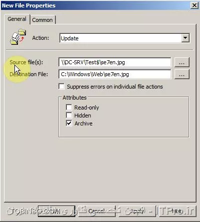 در این قسمت با تعیین پس زمینه یکسان برای کاربران آشنا خواهیم شد. برای شروع وارد Group Policy Management Console  می شویم، در زیرشاخه Domains به زیر شاخه دامین خود می رویم (TEST.lab) و روی کانتینر Group Policy Objects کلیک راست و گزینه New را انتخاب می کنیم و یک GPO جدید ایجاد و نام مناسبی را به آن اختصاص می دهیم سپس بر روی GPO مورد نظر کلیک راست و Edit را انتخاب می کنیم. و به مسیر زیر می رویم:
<c#>
User Configuration> Policies> Administrative Template> desktop> Desktop> Desktop wallpaper
<c#>

||http://tosinso.com/files/get/877dc14f-8522-48bc-98ee-28f502eaec5c||
بر روی Desktop Wallpaper دو بار کلیک می کنیم. در پنجره ای که باز می شود در حالت پیش فرض گزینه Not Configured انتخاب شده است. که علاوه بر آن دو گزینه دیگر وجود دارد که عبارتند از Enabled و Disabled.Disabled و Not Configured اگر انتخاب شوند این اجازه را به کاربران می دهند تا بتوانند پس زمینه سیستم خود را تغییر دهند، اما با انتخاب گزینه Enabled دیگر این امکان برای کاربران وجود ندارد. با اتخاب گزینه Enabled با دو حالت می توان پس زمینه یکسان برای کاربران مشخص کرد:

1.	Local Path
2.	UNc Path

*Local Path*
برای اعمال پالیسی بدین صورت نیاز به یک پالیسی دیگر می باشد که می توان به صورت مجزا در Computer Configuration تنظیم کرد یا در همین پالیسی در User Configuration. که نامش File Extension می باشد. برای اعمال این پالیسی ابتدا یک فولدر می سازیم و آنرا را Share می کنیم که دسترسی ها در تب Sharing برای Everyone (Read,Write) را Allow می دهیم و در تب Security برای گروه Users یا Authenticated Users (Read,Write) را Allow می دهیم. و تصویر پس زمینه مورد نظر را داخل این فولدر کپی می کنیم. به GPO که ساختیم می رویم و در قسمت تنظیمات به مسیر زیر می رویم:
<c#>
User Configuration> Prefrences> Windows Setting> Files
<c#>

||http://tosinso.com/files/get/5f0a7052-4d82-4e3c-a3bb-22d2a948e5dc||
روی Files کلیک راست و New و در آخر File را انتخاب می کنیم. در این پنجره مشخص می کنیم که تصویر پس زمینه از فولدر Share شده بر روی آدرس لکالی که تعیین می کنیم کپی کند. در پنجره باز شده Action را از نوع   Update انتخاب می کنیم، در Source File ادرس فولدر Share شده ای را که ساختیم معرفی می کنیم و در Destination File آدرس مقصد را که در Local Path در پالیسی Desktop Wallpaper نیز آنرا وارد می کنیم در این قسمت اضافه می کنیم و گزینه Archive را مارک می کنیم.

||http://tosinso.com/files/get/6dcfcaf8-2b5f-414a-9758-f08350ce580f||
و در تب Common گزینه Apply Once and Do not Reapply را انتخاب می کنیم.

||http://tosinso.com/files/get/a209407f-0821-466c-b703-770299a73386||
حالا به مسیر اول می رویم و گزینه Enabled را انتخاب می کنیم و در Wallpaper Name آدرسی را که در مقصد File Extension وارد کردیم در این قسمت نیز وارد می کنیم و Wallpaper Style را روی Fill قرار می دهیم.

||http://tosinso.com/files/get/16c7a098-63ee-488f-a0c0-2f42d665090a||
سپس GPO را به OU ای که مد نظر داریم لینک می کنیم. حالا با دوبار Logon و Logoff کردن ویندوز عکس پس زمینه تغییر می کند.

||http://tosinso.com/files/get/631aa9b6-8c0c-4eb3-9b7b-5fe048f6082d||
*UNC Path*
فارق از مرحله قبل، پالیسی جدید ایجاد می کنیم و دوباره به مسیر اول می رویم و در Wallpaper Name ادرس فولدر Share شده را به صورت UNC Path وارد می کنیم و Wallpaper Style را روی Fill قرار می دهیم و پالیسی که ایجاد کردیم به OU ای که می خواهیم لینک می کنیم. و با دو بار Logon و Logoff کردن پس زمینه یکسان برای تمامی کاربران موجود در آن OU اعمال می شود.

||http://tosinso.com/files/get/9bd0079b-3bcd-4d5c-aa50-4661e3488687||
||http://tosinso.com/files/get/94f16f6c-e874-4f45-abbb-1b36fa080685||
در اعمال Desktop Wallpaper بهتر است تا به صورت Local Path اعمال شوند زیرا در اعمال با UNC Path همیشه نگران این هستیم که پالیسی مورد نظر به درستی اعمال می شود، آیا دسترسی های اعمال شده به فولدر Share شده درست می باشد؟ تصویز پس زمینه  درست تنظیم شده و تصویر آن مشکی نمایش داده نمی شود؟

امیدوارم که مورد توجه دوستان قرار گرفته باشد. 

نویسنده : امیر مقدم 
منبع : |جزیره سرویس های شبکه مایکروسافت وب سایت توسینسو::https://tosinso.com/microsoft|
هرگونه نشر و کپی برداری بدون ذکر منبع و نام نویسنده دارای اشکال اخلاقی می باشد 
