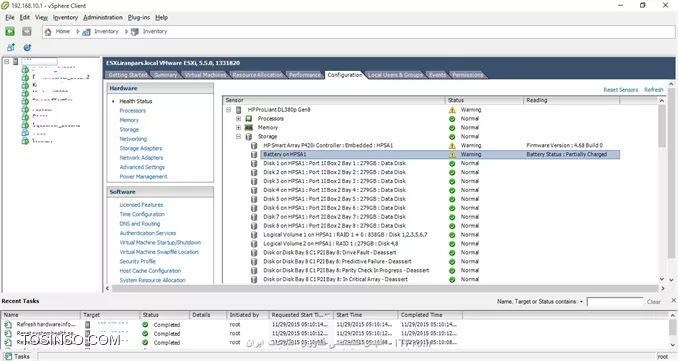 Warning on Status Health vSPhere