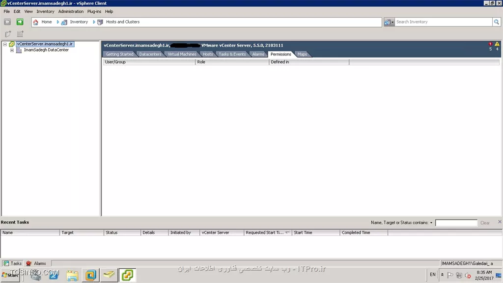 سلام خسته نباشد .
می خواستم بپرسم اگه بطور نا خواسته یوزر SSO و بطور کلی تمام یوزر هایی که در permissions vSenter ست کرده بودم حذف بشه چیکار میتونم بکنم؟الان دیگه با هیچ یوزری دسترسی َAdmin ندارم و نمیتونم هیچ تغییراتی اعمال کنم.ممنون میشم راهنمایی کنید||http://tosinso.com/files/get/6e8903bc-e90a-45af-be8d-99fb6048406b||