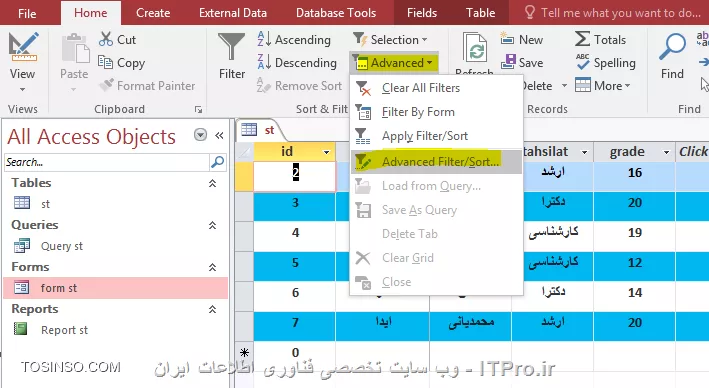 آموزش اکسس 2016 (Access) قسمت 10 :  کار با جداول 
