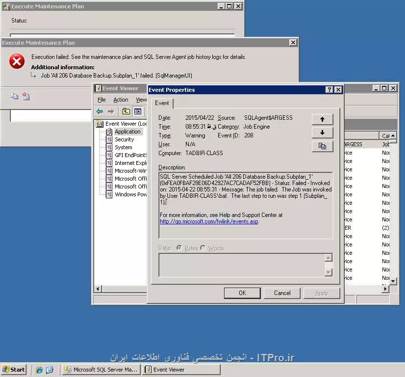 دوستان درود
من وقتی از database تو sql 2005 میخوام backup بگیرم خطا زیر رو میده. win 2003 رو سیستم نصب کردیم.
لطفا راهنمایی کنید.
ممنون

||http://tosinso.com/files/get/7171734d-9981-44cc-9d94-fe8df1773a0a||