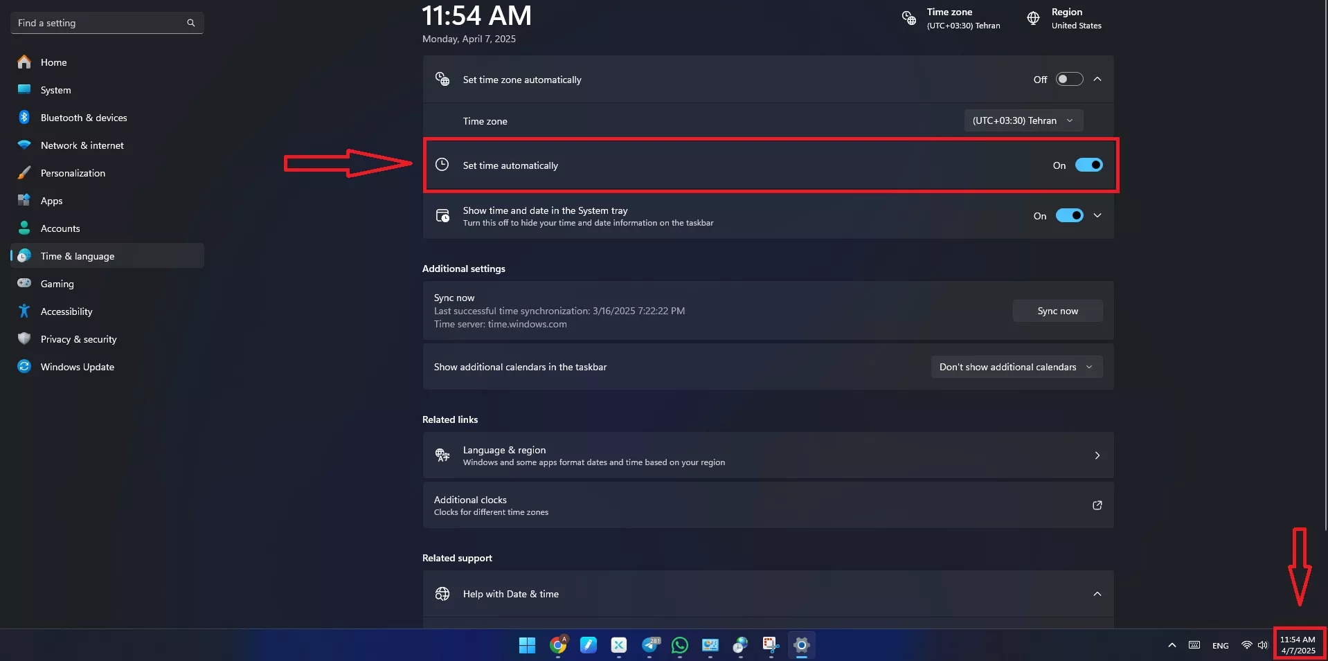 به روز رسانی ساعت و تاریخ خودکار