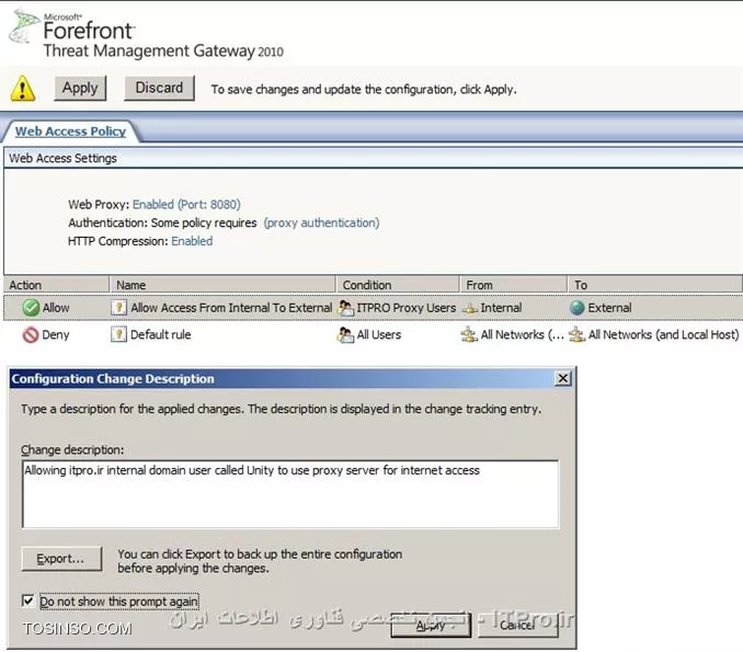 مشاهده Web Access Rule ها و اضافه کردن Rule در TMG 2010