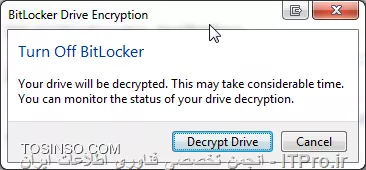 غیر فعال کردن Bitlocker و Decrypte کردن درایو در ویندوز 7 و 8.1