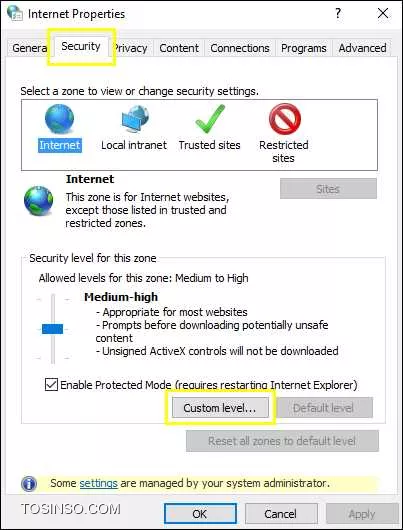 رفع مشکل Your current security settings do not allow this file to be downloaded