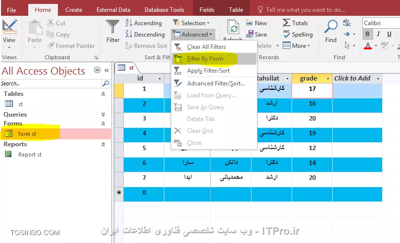 آموزش اکسس 2016 (Access) قسمت 10 :  کار با جداول 