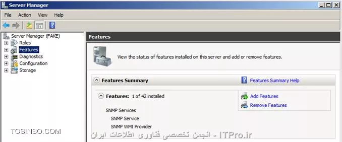 تصویر ششم نصب شدن SNMP Services در Features