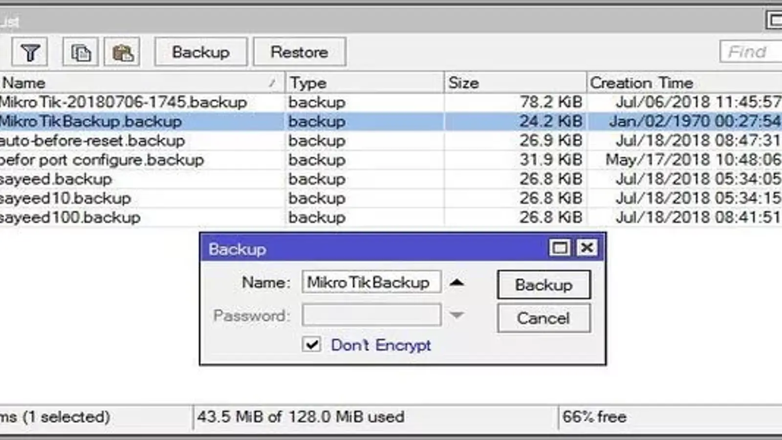 بکاپ و بازیابی کانفیگ میکروتیک
