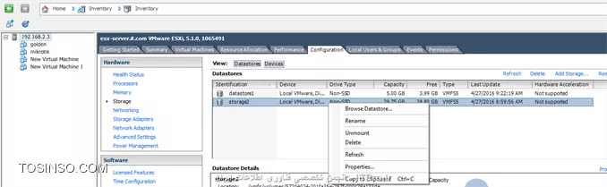 اضافه کردن ماشین های مجازی که قبلا در VMware بوده اند در کنسول ESXi