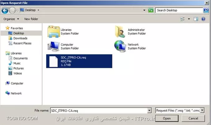 درخواست ثبت Certificate در CA
