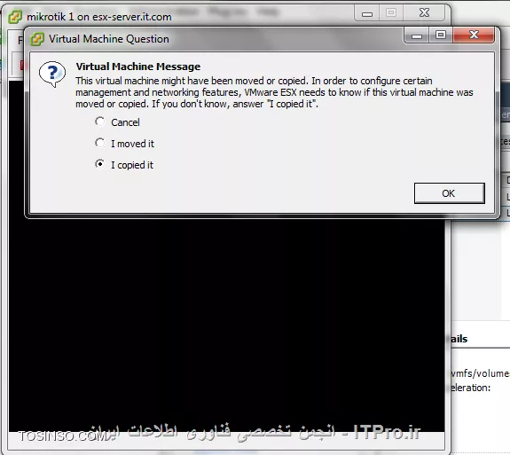 اضافه کردن ماشین های مجازی که قبلا در VMware بوده اند در کنسول ESXi