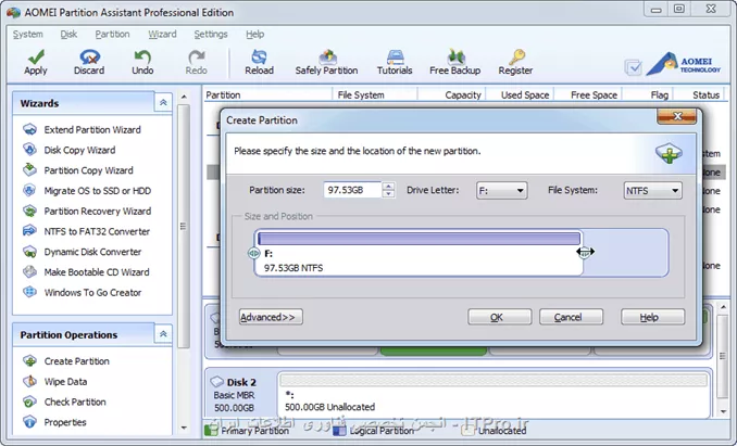 با استفاده از برنامه Partition Magic یا AOMEI Partition Assistant Professional شما می تونید بدون از دست دادن اطلاعاتتون اقدام به ایجاد یا تغییر سایز پارتیشن کنید.
در زیر مراحل رو گام به گام و با استفاده از برنامه AOMEI Partition Assistant Professional میذارم تا کامل متوجه پروسه بشین.

<center>
||http://network.tosinso.com/files/get/e0245c47-5070-4bce-a4dc-471225399d28||
||http://network.tosinso.com/files/get/db506af4-4c29-4a57-94af-e37b81dff223||
||http://network.tosinso.com/files/get/b8e2d86f-b2d8-40f9-ac30-e4ab7228a6d2||
||http://network.tosinso.com/files/get/7b295b70-155f-4d3c-8374-564f6d5aeb9c||
||http://network.tosinso.com/files/get/6902066a-3c28-47e8-b71d-d372dc065f5a||
<center>