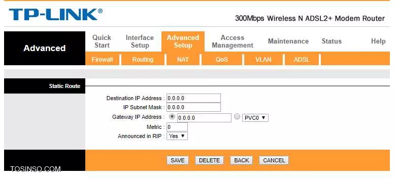 نگاه کردم Default Gateway همون 192.168.1.1 هست جایی که میره رو تنظیمات مودم، اونم وارد کردم باز اینترنت قطع میشه، یه جا خوندم گفته بودن باید از قسمت Routing یک روت تعریف کنی ولی اصلا توضیح نداده بودن که چه IP رو اونجا باید ست کرد و تنظیماتش رو چطوری انجام داد

||https://tosinso.com/files/get/7ceb26ba-8bad-47c5-b87e-0daaf5ab2175||
