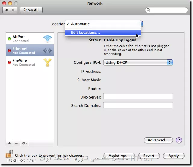 تخصیص آی پی در Os x