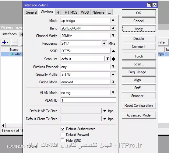 با سلام و وقت بخیرمن توسط یک روتر میکروتیک اینترنت بی سیم را ه اندازی کرده بودم . ولی به دلیلی که من هنوز نمیدونم فرکانس ها و کانال ها دچار اختلال شدند و تنها برنامه ای که روی گوشی ها فعال و اینترنت داره تلگرام هست !!! در بقیه نرم افزارها و حتی در بازکردن یک پیج اینترنتی با خطای عدم اتصال به اینترنت روبه رو میشم فرکانس و کانال رو تغییر دادم اما هیچ کدوم تاثیری نداشته  

||http://tosinso.com/files/get/7f0293c6-01bc-429c-902b-4ebd3879c03c||
||http://tosinso.com/files/get/e787d163-7cb4-4317-9507-5df6494497d5||
||http://tosinso.com/files/get/a79843b2-c27f-4980-b745-1dcf813e697a||

همانطور که در تصاویر مشاهده می شود انتقال پکت صفر می باشد که هر چند ثانیه یکی از آنها تغییر کرده ولی مجددا به صفر بر می گردد . در تصویر مربوط به آنالیز اکسس پوینت ها نمودار قرمز رنگ RT751 مربوط به Wlan مورد نظر می باشد ، خواهشمندم اگر امکان داره دوستان راهنمایی بفرمایند . ممنون از شما